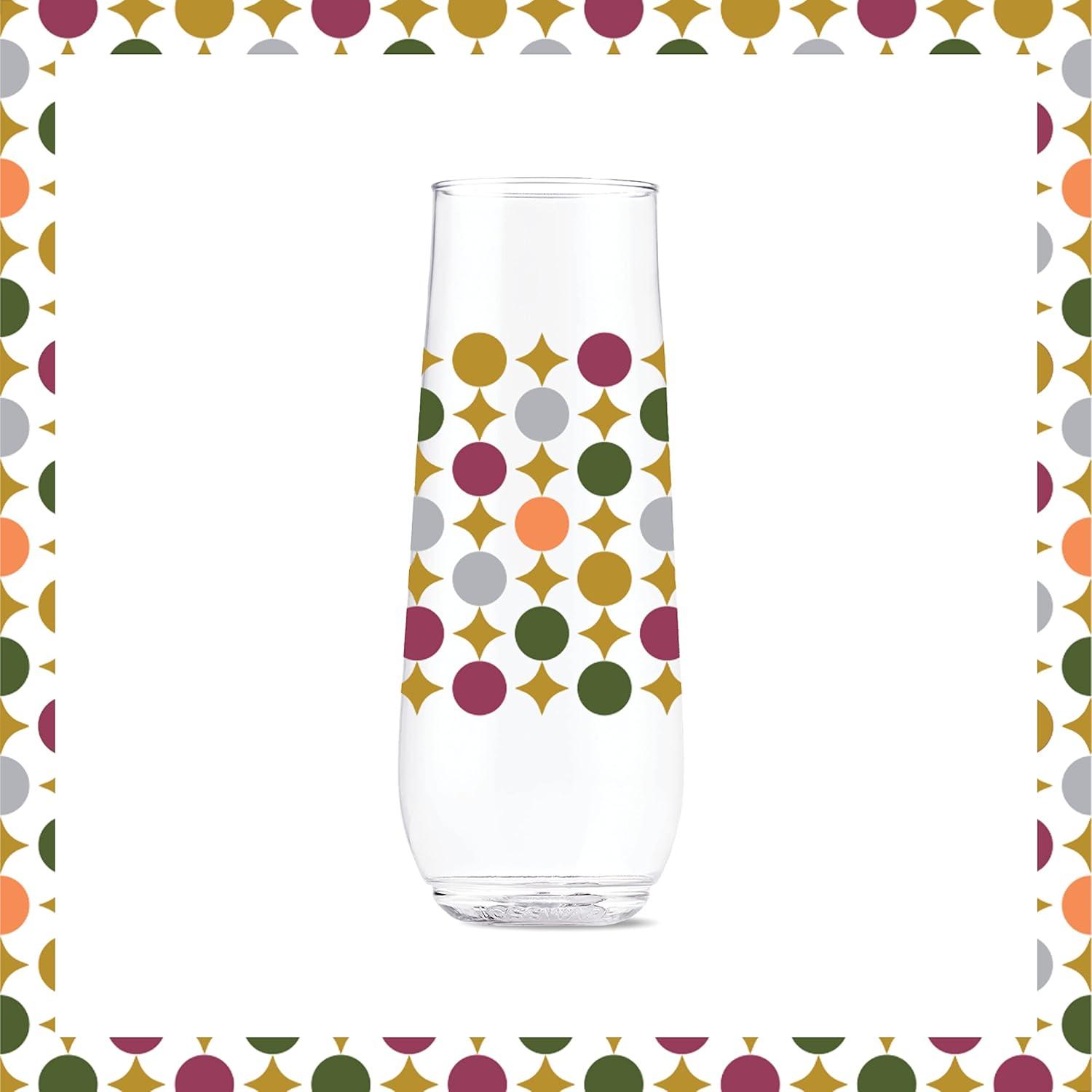 imageTOSSWARE POP 14oz Vino Designer Series  Shapes 1 SET OF 6 Premium Quality Recyclable Unbreakable ampamp Crystal Clear Plastic Printed GlassesShapes 3
