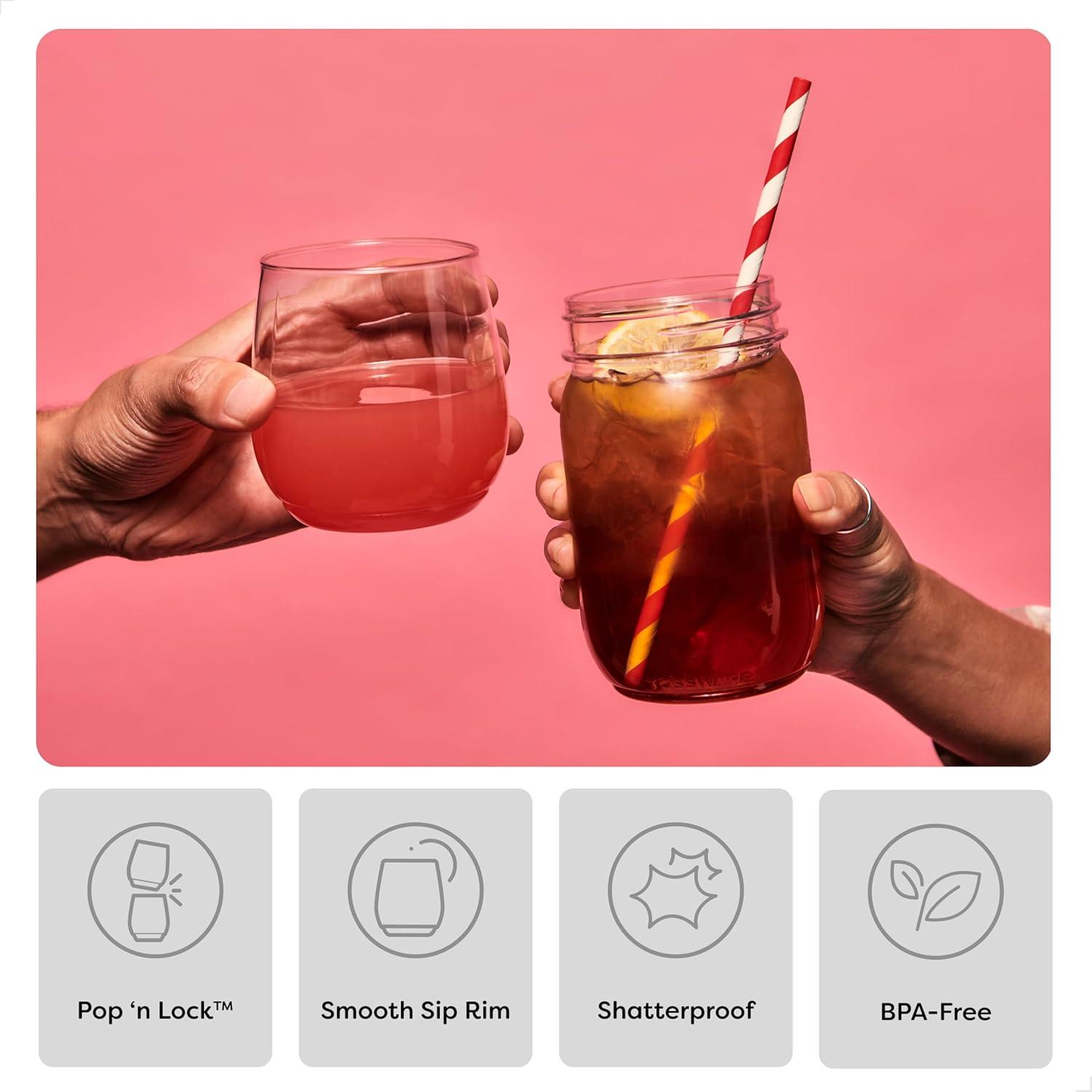 imageTOSSWARE POP 14oz Vino SET OF 12 Recyclable Unbreakable ampamp Crystal Clear Plastic Wine Glasses 12 Count Pack of 1SET OF 252