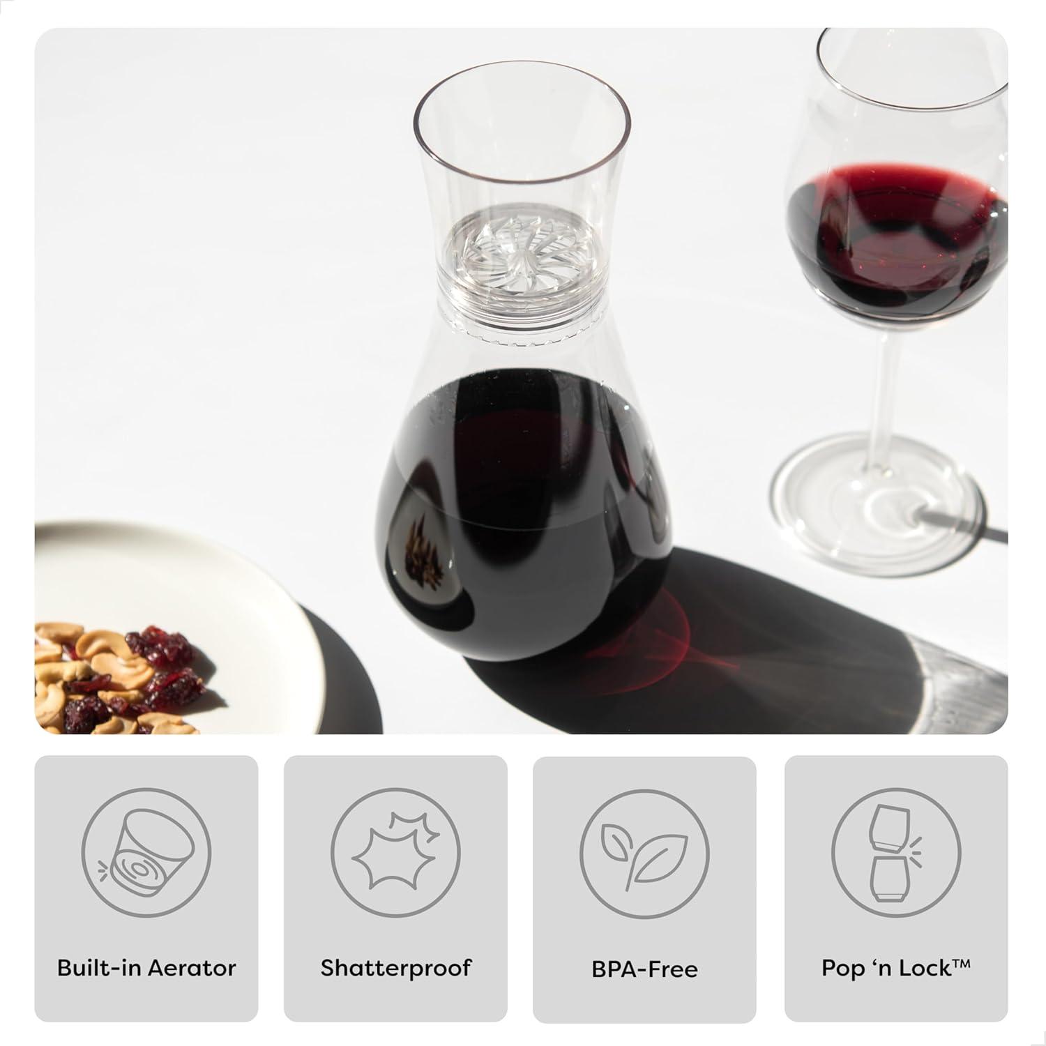 imageTOSSWARE POP 28oz Set of 1 Premium Quality Recyclable Unbreakable ampamp Crystal Clear Plastic Aerating Decanters