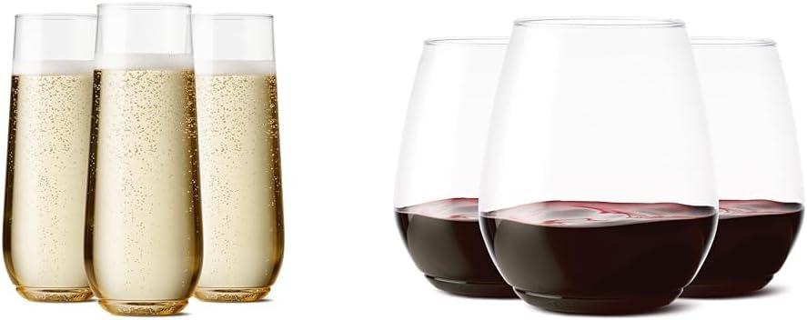 imageTOSSWARE POP 9oz Flute  Color Series SET OF 12 Premium Quality Recyclable Unbreakable ampamp Crystal Clear Plastic Champagne GlassesClear