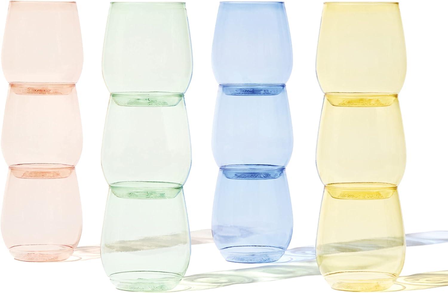 imageTOSSWARE POP 9oz Flute  Color Series SET OF 12 Premium Quality Recyclable Unbreakable ampamp Crystal Clear Plastic Champagne GlassesMix