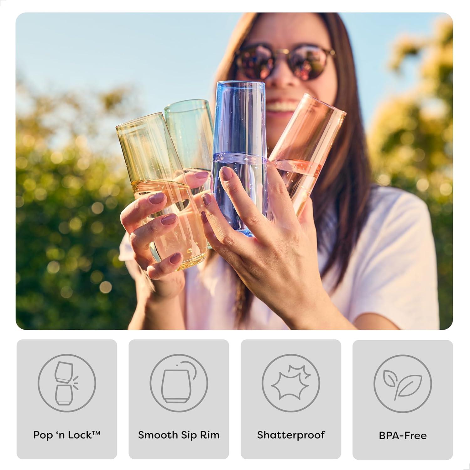 imageTOSSWARE POP 9oz Flute  Color Series SET OF 12 Premium Quality Recyclable Unbreakable ampamp Crystal Clear Plastic Champagne GlassesMix
