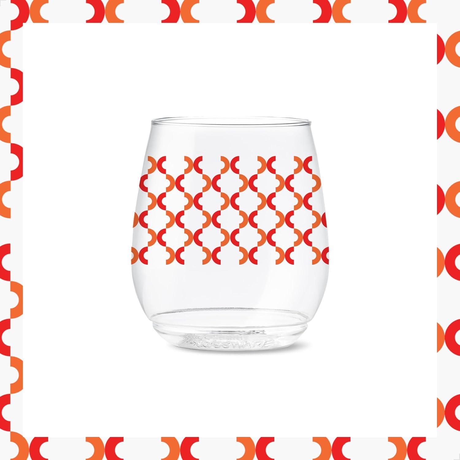 imageTOSSWARE POP 9oz Flute MidCentury Retro Series SET OF 6 Premium Quality Recyclable Unbreakable ampamp Crystal Clear Plastic Printed GlassesAbstract Christmas Pattern