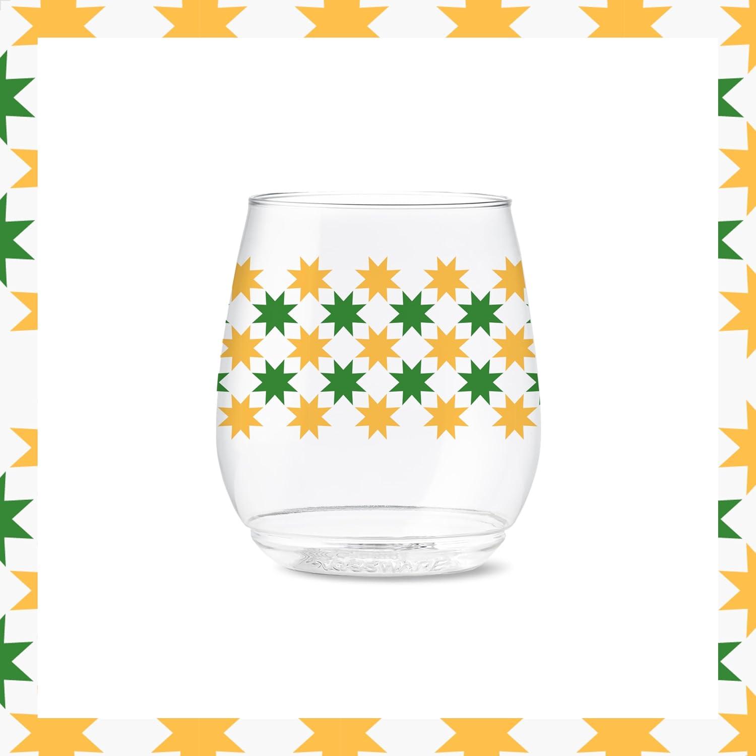 imageTOSSWARE POP 9oz Flute MidCentury Retro Series SET OF 6 Premium Quality Recyclable Unbreakable ampamp Crystal Clear Plastic Printed GlassesAbstract Christmas Pattern
