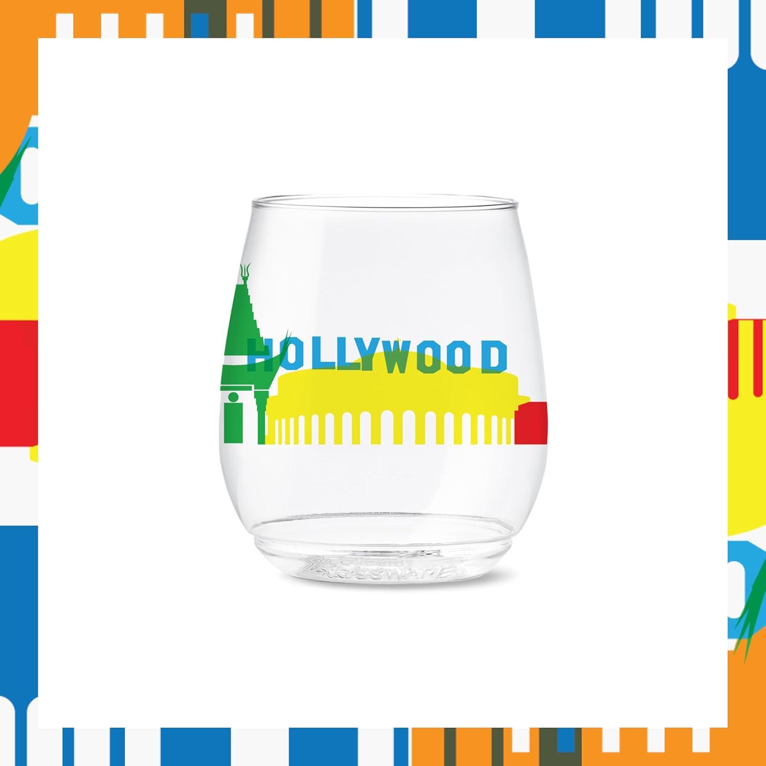 imageTOSSWARE POP 9oz Flute MidCentury Retro Series SET OF 6 Premium Quality Recyclable Unbreakable ampamp Crystal Clear Plastic Printed GlassesAmerican Skylines