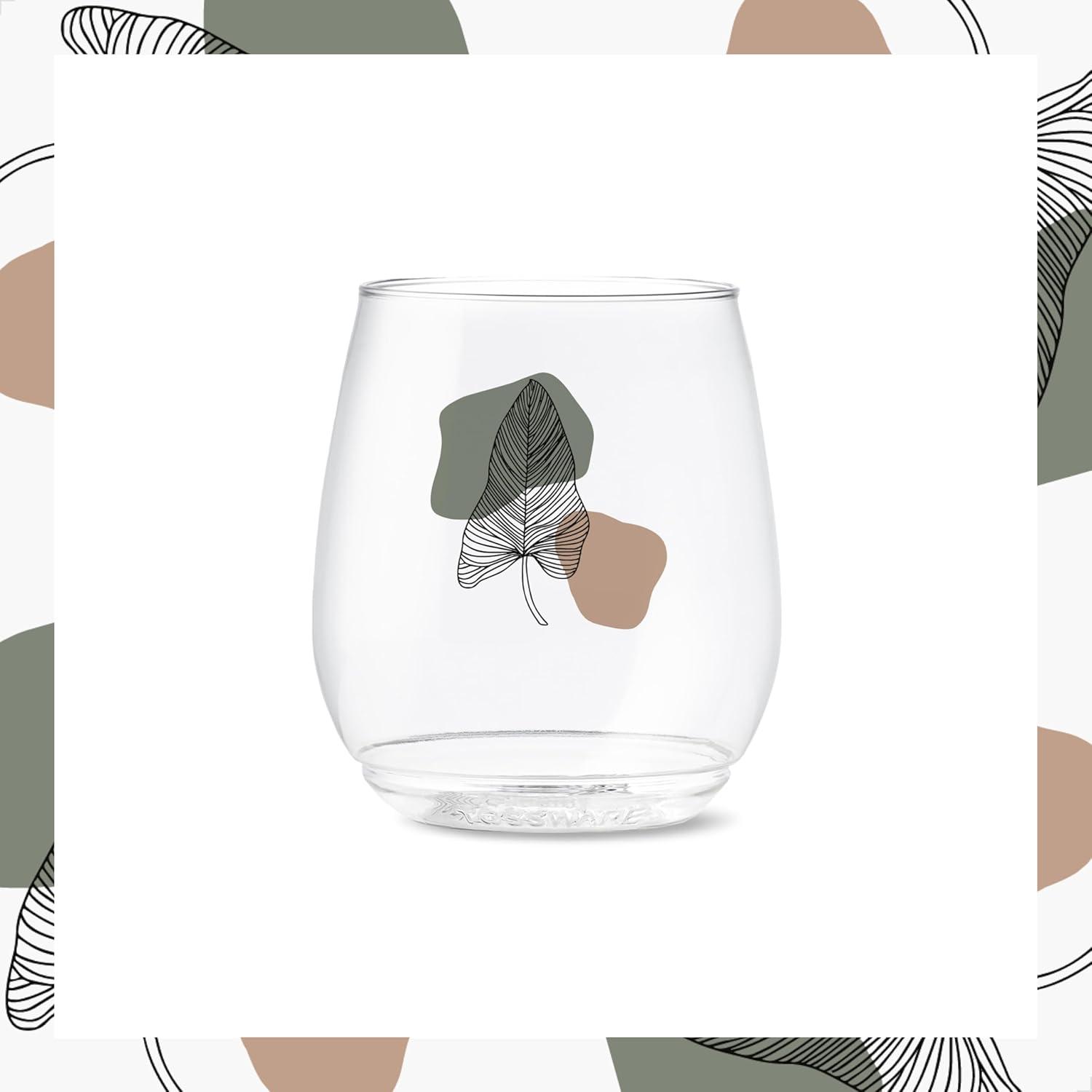 imageTOSSWARE POP 9oz Flute MidCentury Retro Series SET OF 6 Premium Quality Recyclable Unbreakable ampamp Crystal Clear Plastic Printed GlassesBotanical Linework