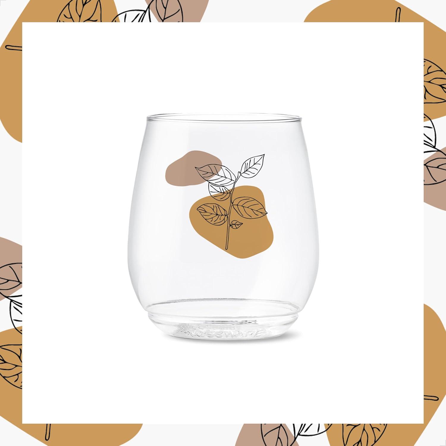 imageTOSSWARE POP 9oz Flute MidCentury Retro Series SET OF 6 Premium Quality Recyclable Unbreakable ampamp Crystal Clear Plastic Printed GlassesBotanical Linework