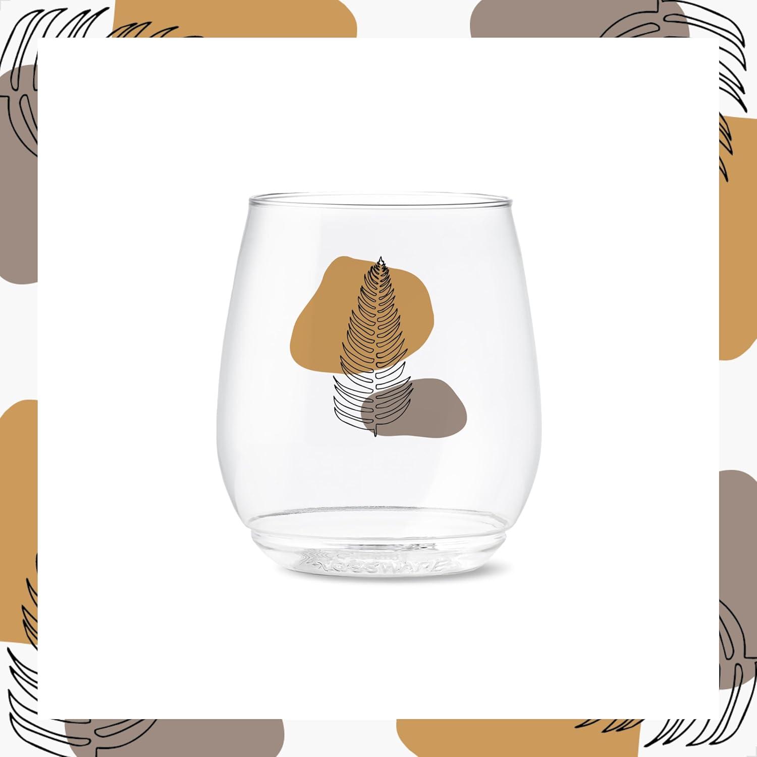 imageTOSSWARE POP 9oz Flute MidCentury Retro Series SET OF 6 Premium Quality Recyclable Unbreakable ampamp Crystal Clear Plastic Printed GlassesBotanical Linework