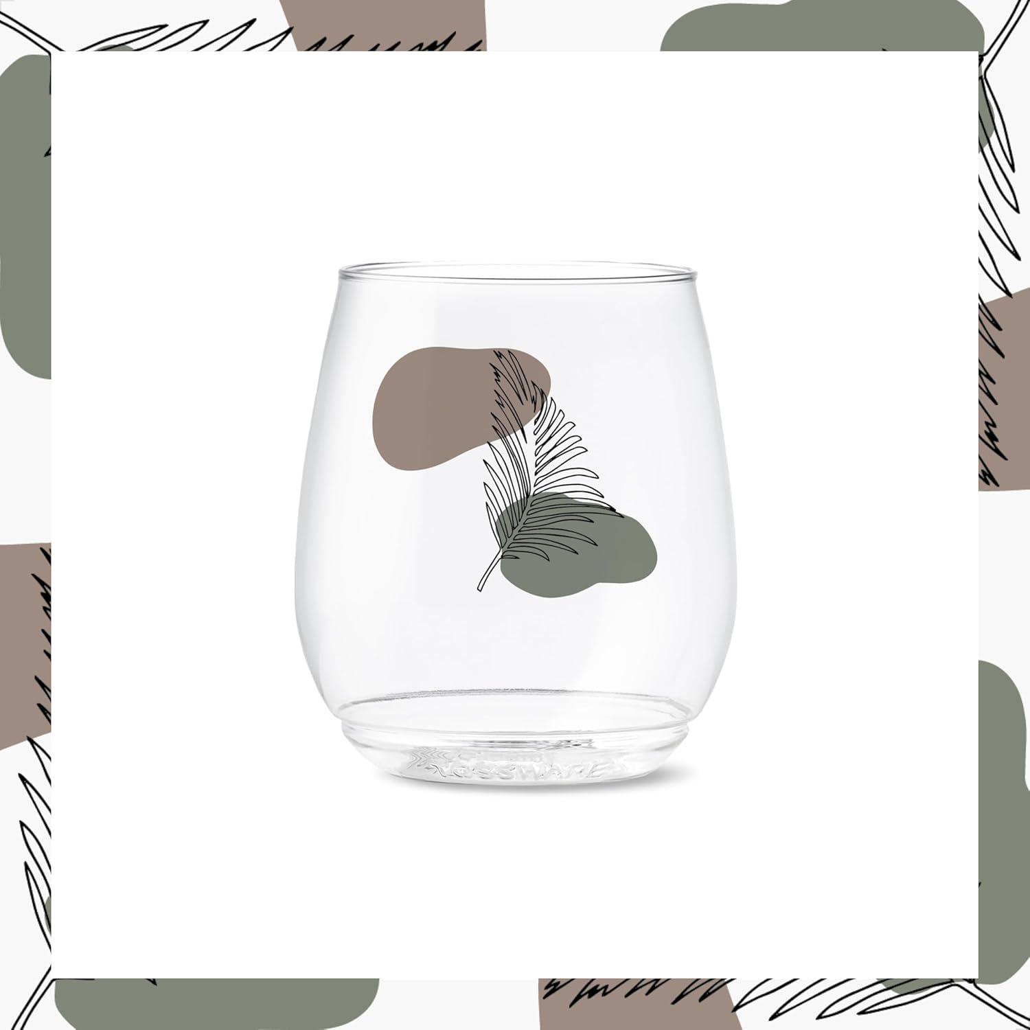 imageTOSSWARE POP 9oz Flute MidCentury Retro Series SET OF 6 Premium Quality Recyclable Unbreakable ampamp Crystal Clear Plastic Printed GlassesBotanical Linework