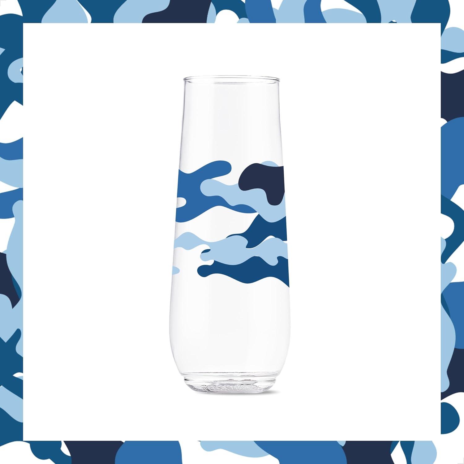 imageTOSSWARE POP 9oz Flute MidCentury Retro Series SET OF 6 Premium Quality Recyclable Unbreakable ampamp Crystal Clear Plastic Printed GlassesCamo