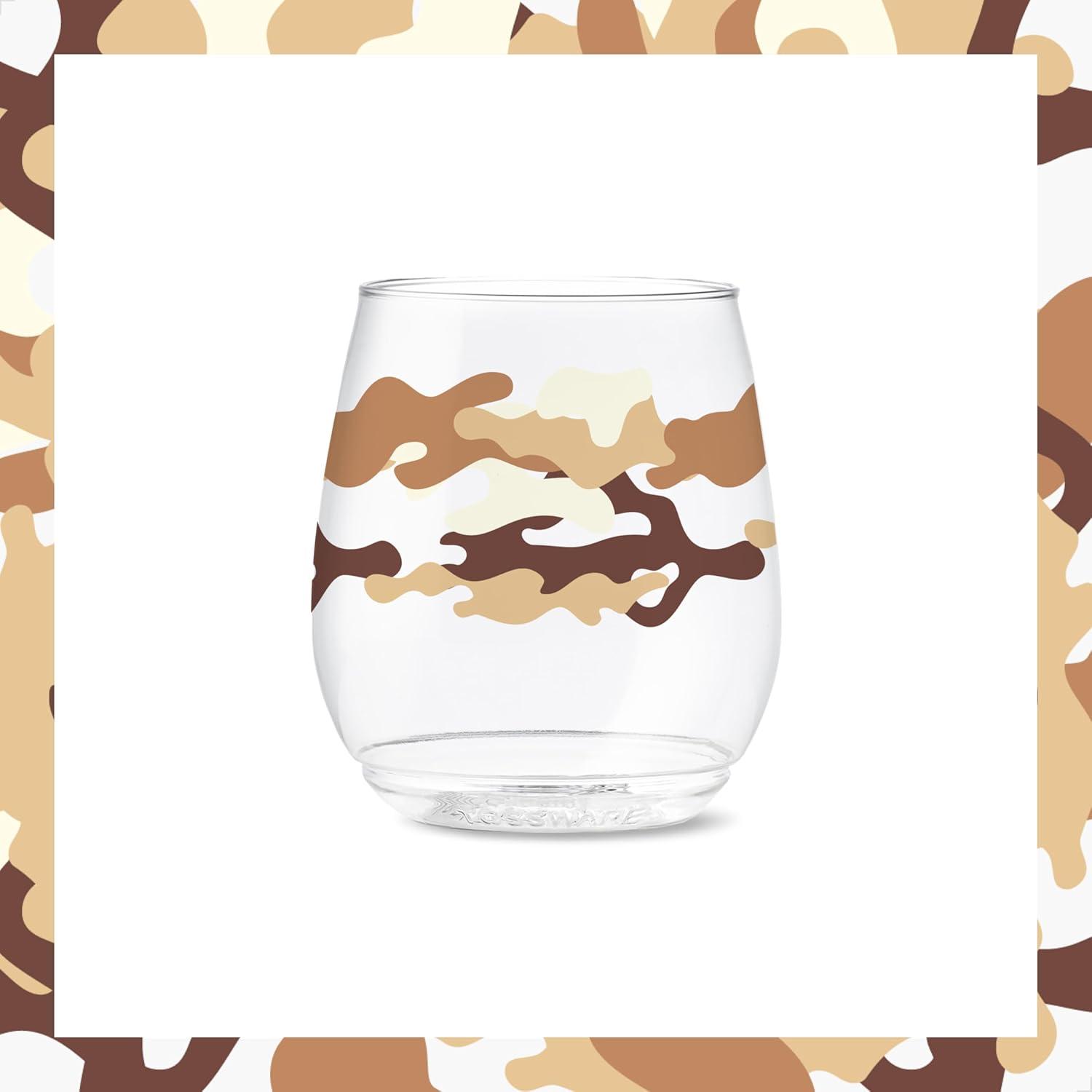 imageTOSSWARE POP 9oz Flute MidCentury Retro Series SET OF 6 Premium Quality Recyclable Unbreakable ampamp Crystal Clear Plastic Printed GlassesCamo