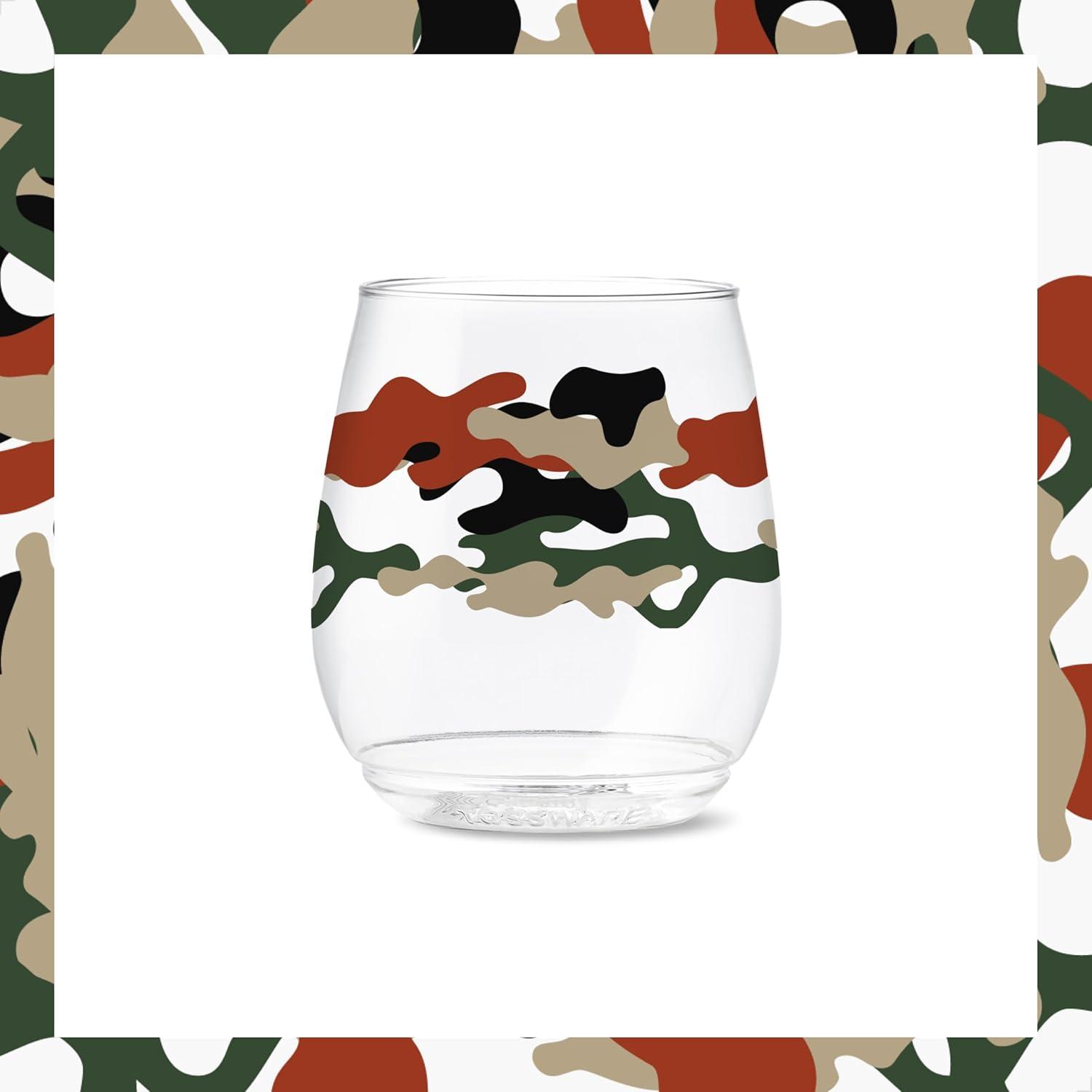 imageTOSSWARE POP 9oz Flute MidCentury Retro Series SET OF 6 Premium Quality Recyclable Unbreakable ampamp Crystal Clear Plastic Printed GlassesCamo