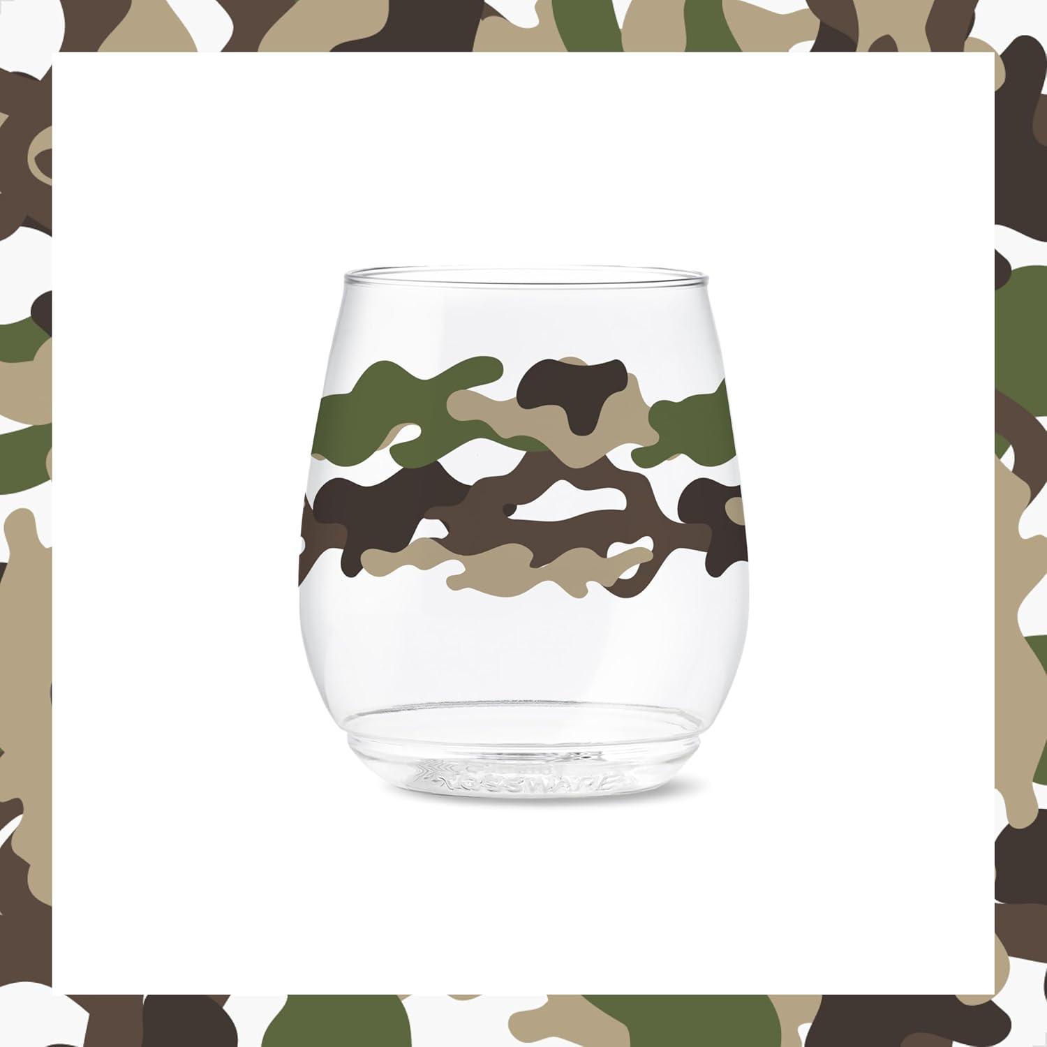 imageTOSSWARE POP 9oz Flute MidCentury Retro Series SET OF 6 Premium Quality Recyclable Unbreakable ampamp Crystal Clear Plastic Printed GlassesCamo