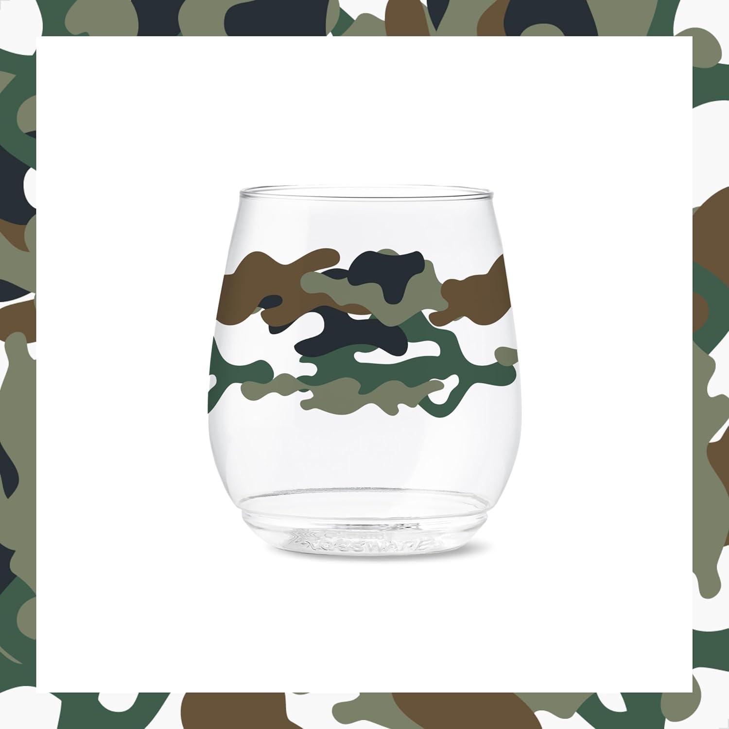 imageTOSSWARE POP 9oz Flute MidCentury Retro Series SET OF 6 Premium Quality Recyclable Unbreakable ampamp Crystal Clear Plastic Printed GlassesCamo