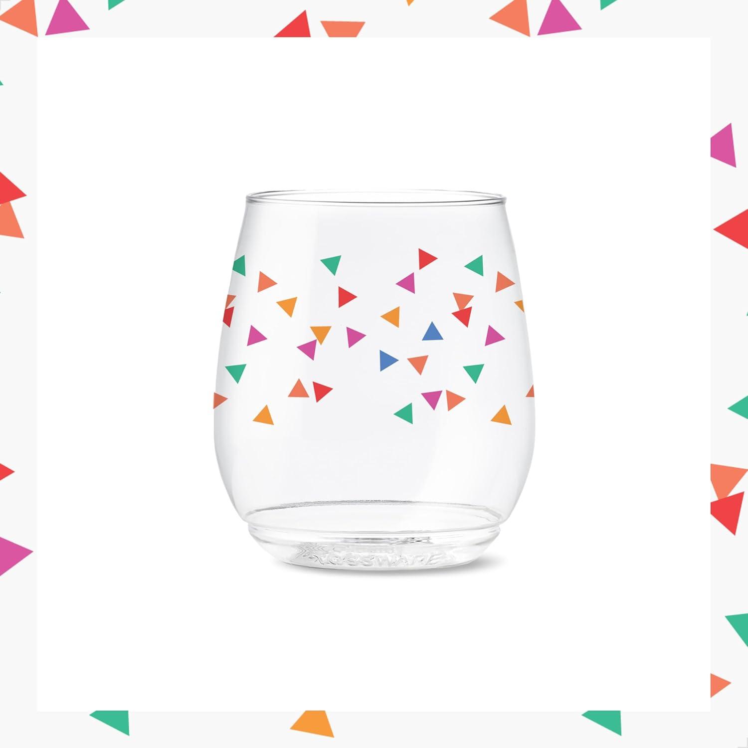 imageTOSSWARE POP 9oz Flute MidCentury Retro Series SET OF 6 Premium Quality Recyclable Unbreakable ampamp Crystal Clear Plastic Printed GlassesConfetti Galore