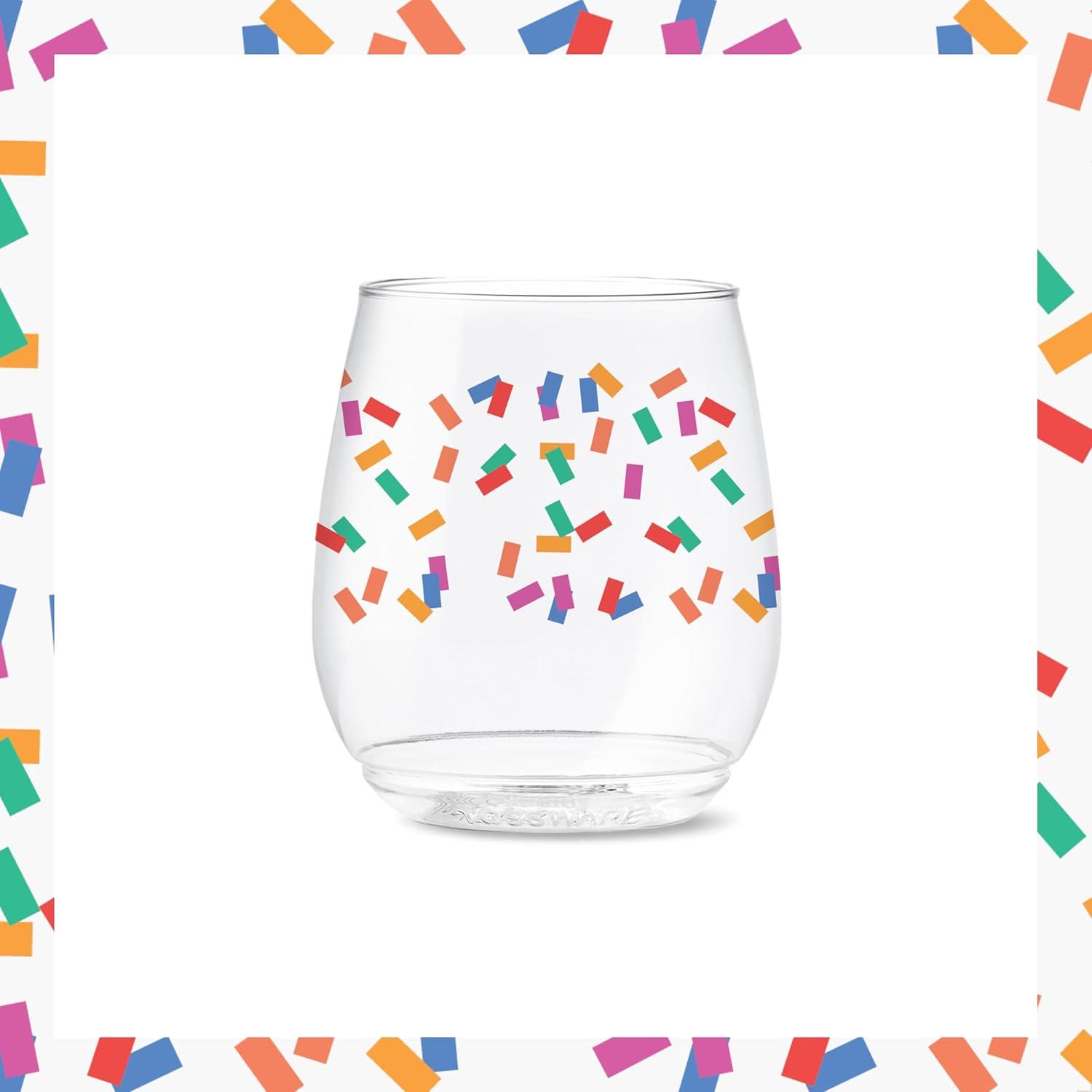 imageTOSSWARE POP 9oz Flute MidCentury Retro Series SET OF 6 Premium Quality Recyclable Unbreakable ampamp Crystal Clear Plastic Printed GlassesConfetti Galore