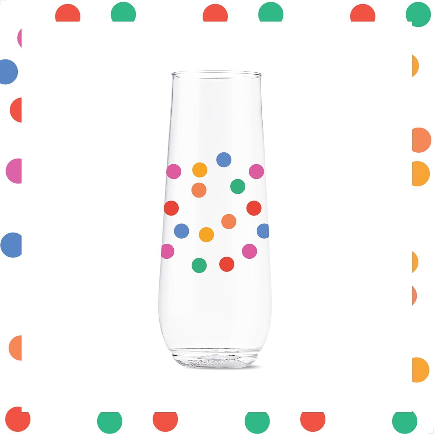 imageTOSSWARE POP 9oz Flute MidCentury Retro Series SET OF 6 Premium Quality Recyclable Unbreakable ampamp Crystal Clear Plastic Printed GlassesConfetti Galore