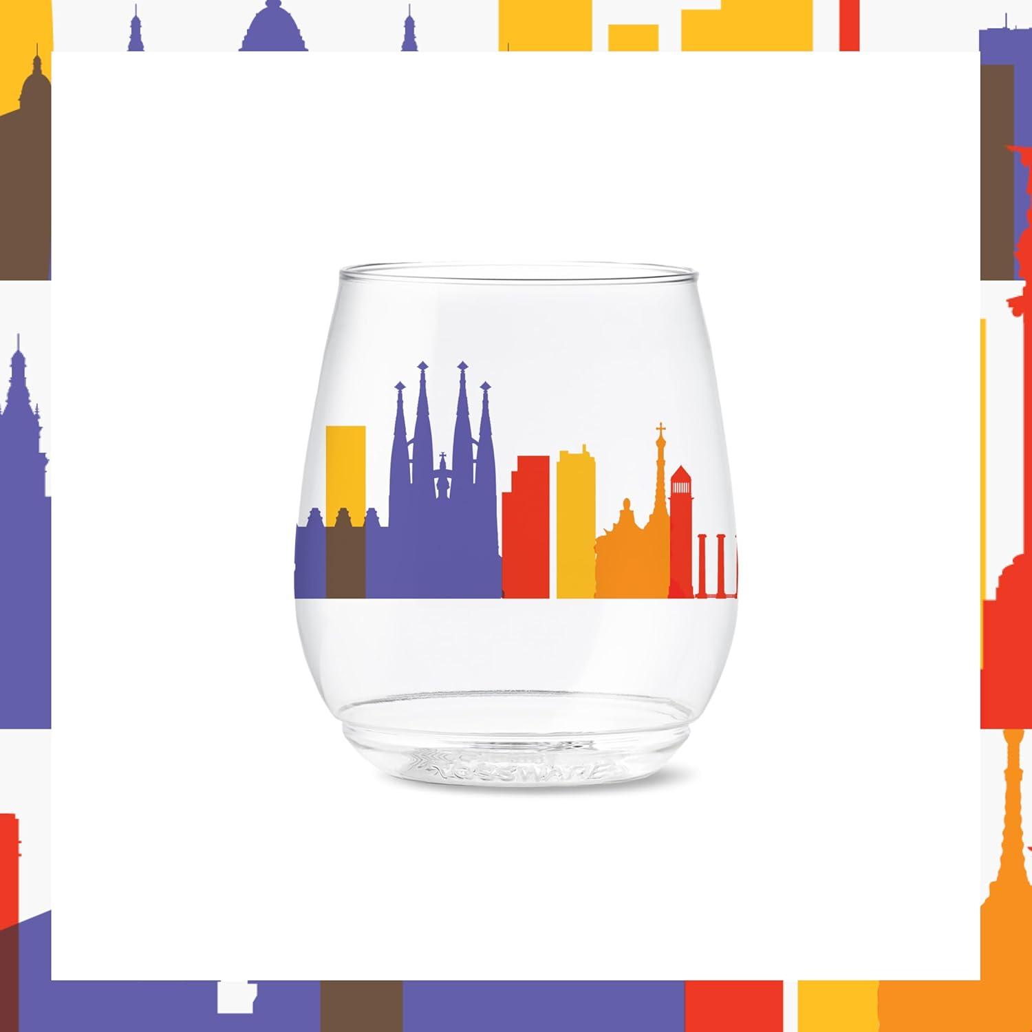imageTOSSWARE POP 9oz Flute MidCentury Retro Series SET OF 6 Premium Quality Recyclable Unbreakable ampamp Crystal Clear Plastic Printed GlassesEuropean Odyssey