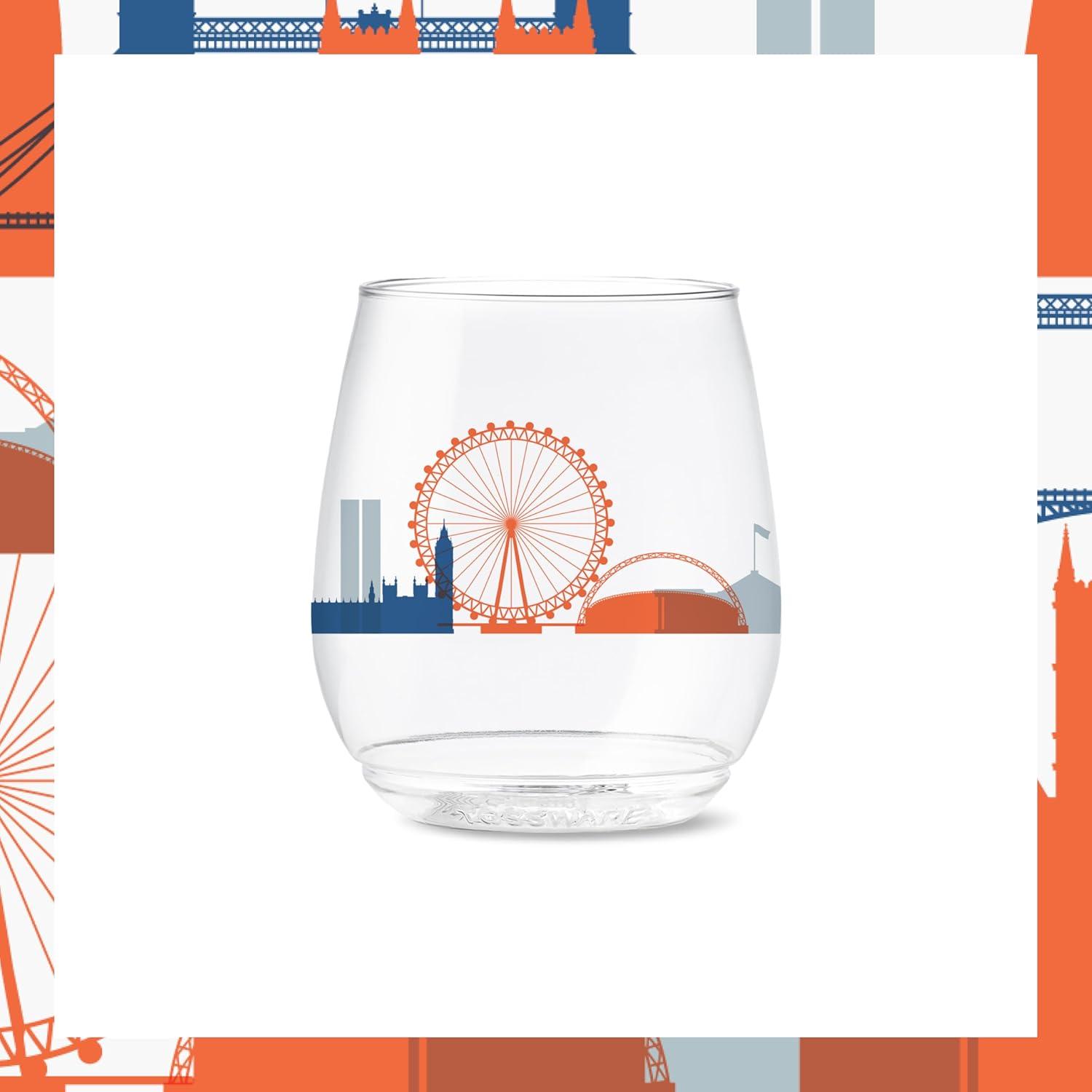 imageTOSSWARE POP 9oz Flute MidCentury Retro Series SET OF 6 Premium Quality Recyclable Unbreakable ampamp Crystal Clear Plastic Printed GlassesEuropean Odyssey