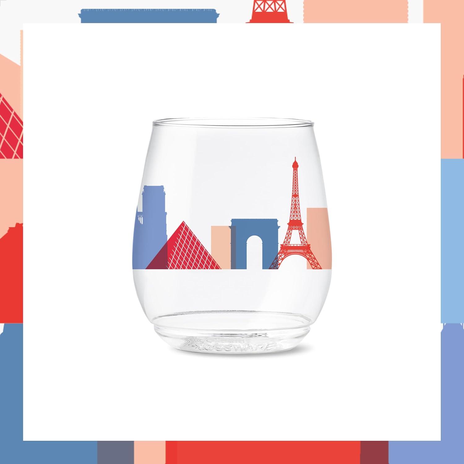 imageTOSSWARE POP 9oz Flute MidCentury Retro Series SET OF 6 Premium Quality Recyclable Unbreakable ampamp Crystal Clear Plastic Printed GlassesEuropean Odyssey