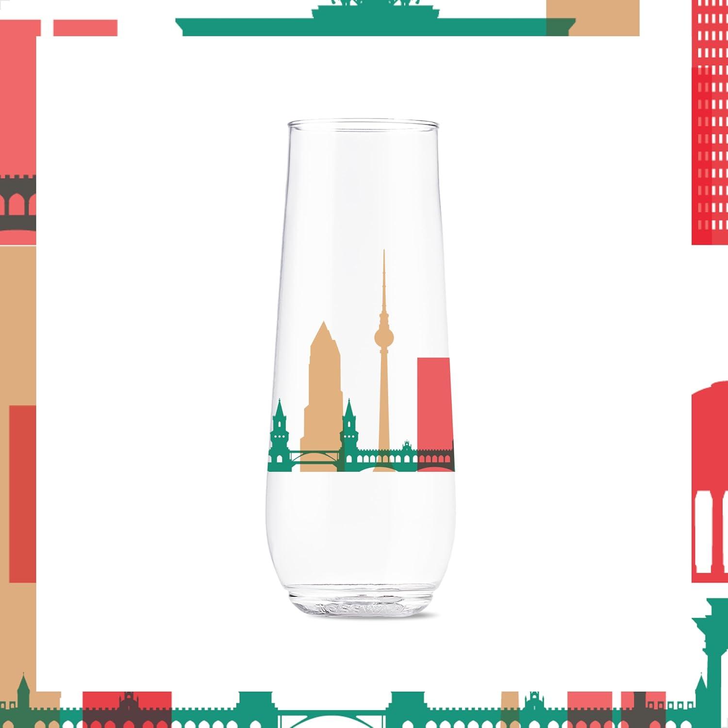 imageTOSSWARE POP 9oz Flute MidCentury Retro Series SET OF 6 Premium Quality Recyclable Unbreakable ampamp Crystal Clear Plastic Printed GlassesEuropean Odyssey