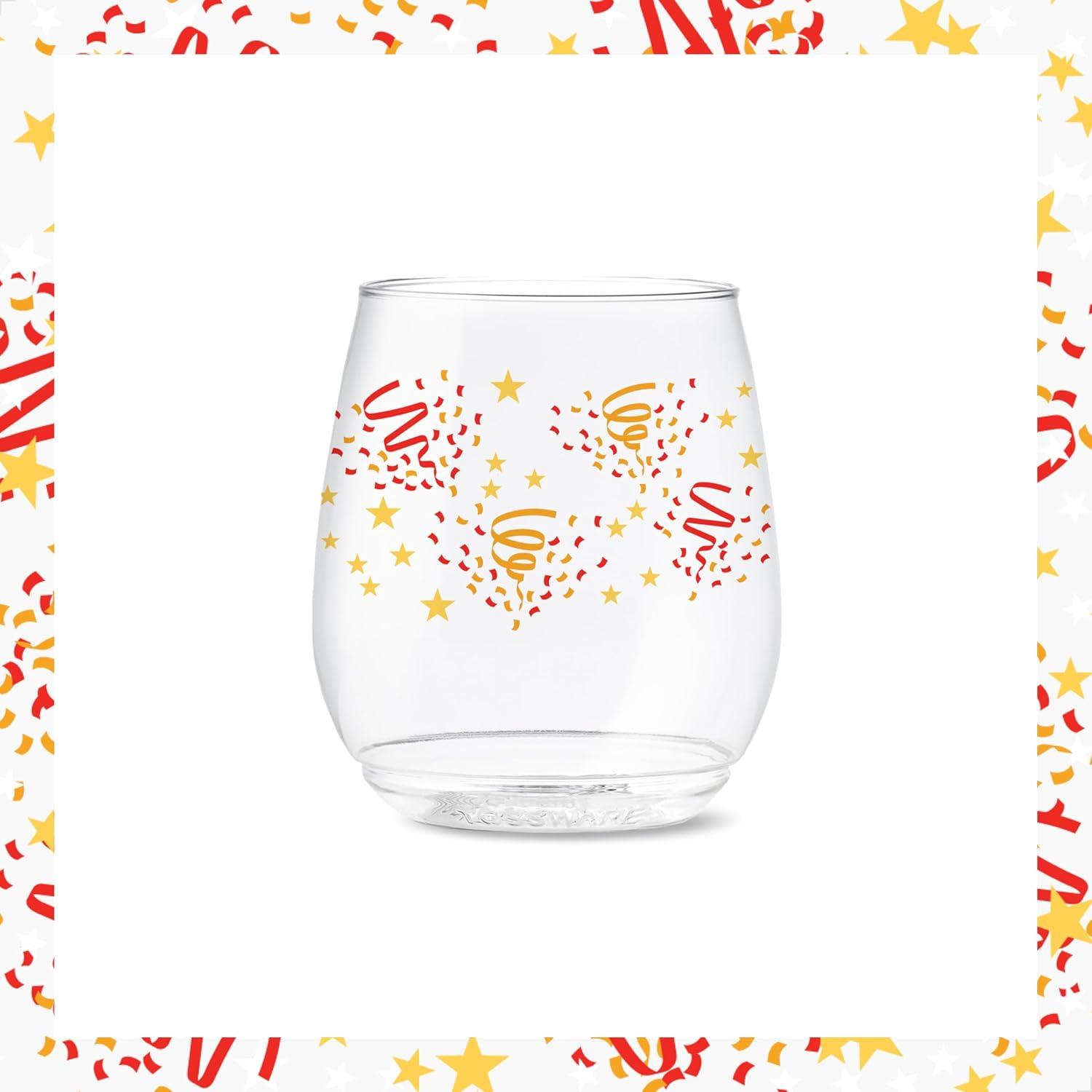 imageTOSSWARE POP 9oz Flute MidCentury Retro Series SET OF 6 Premium Quality Recyclable Unbreakable ampamp Crystal Clear Plastic Printed GlassesFestive Bliss