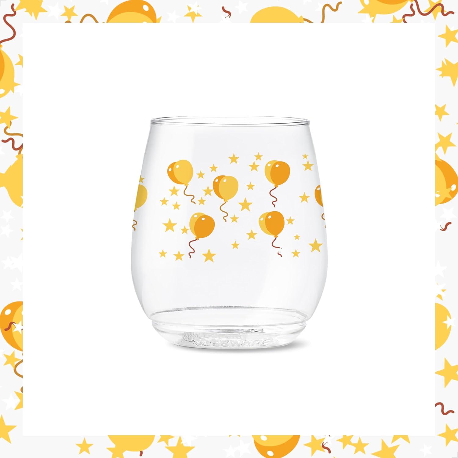 imageTOSSWARE POP 9oz Flute MidCentury Retro Series SET OF 6 Premium Quality Recyclable Unbreakable ampamp Crystal Clear Plastic Printed GlassesFestive Bliss