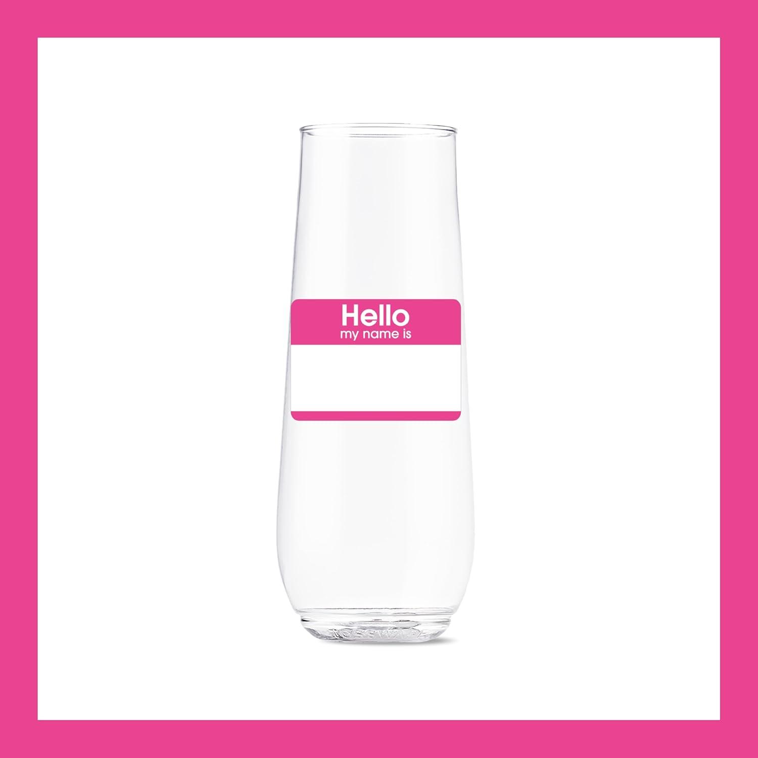 imageTOSSWARE POP 9oz Flute MidCentury Retro Series SET OF 6 Premium Quality Recyclable Unbreakable ampamp Crystal Clear Plastic Printed GlassesHello  My Name Is