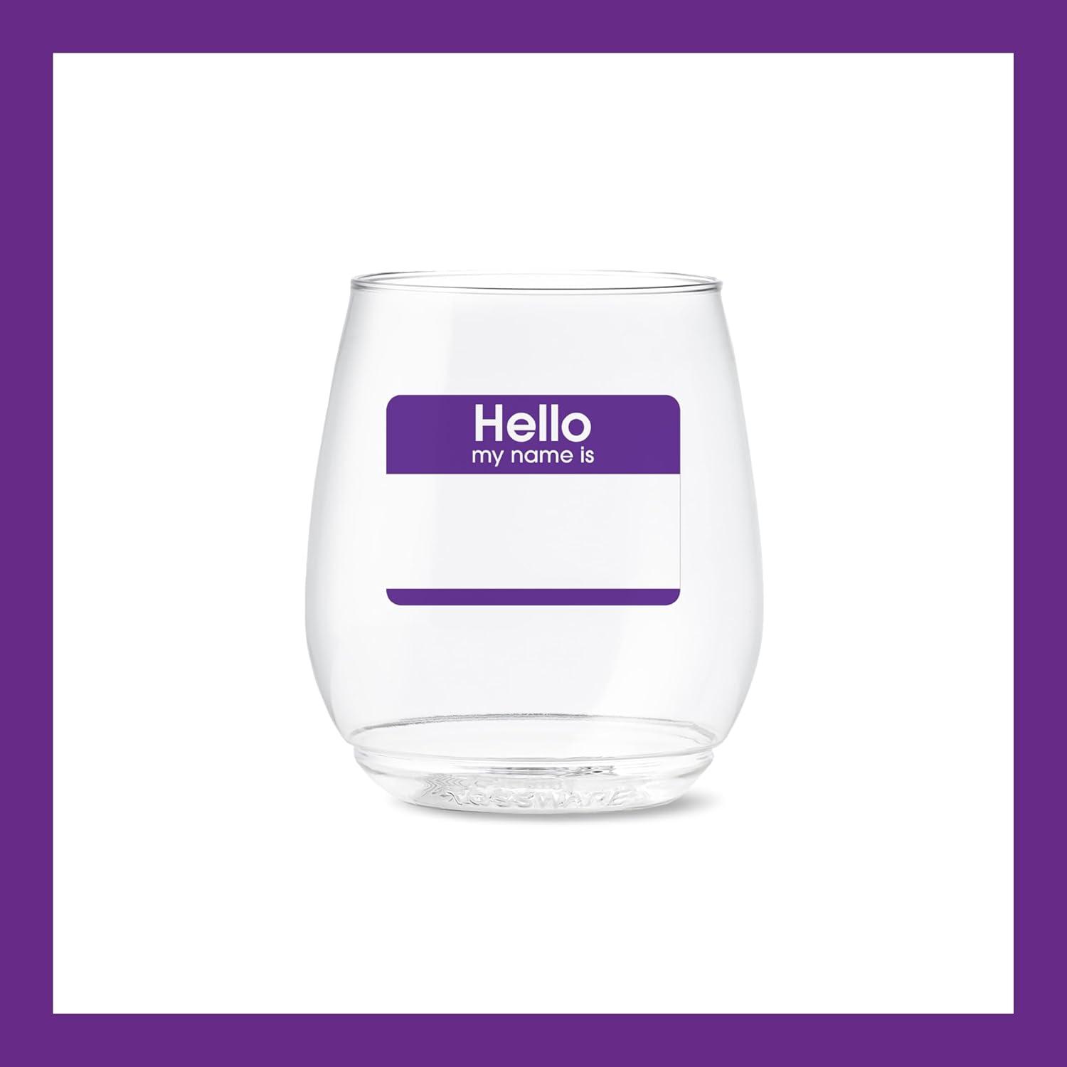 imageTOSSWARE POP 9oz Flute MidCentury Retro Series SET OF 6 Premium Quality Recyclable Unbreakable ampamp Crystal Clear Plastic Printed GlassesHello  My Name Is