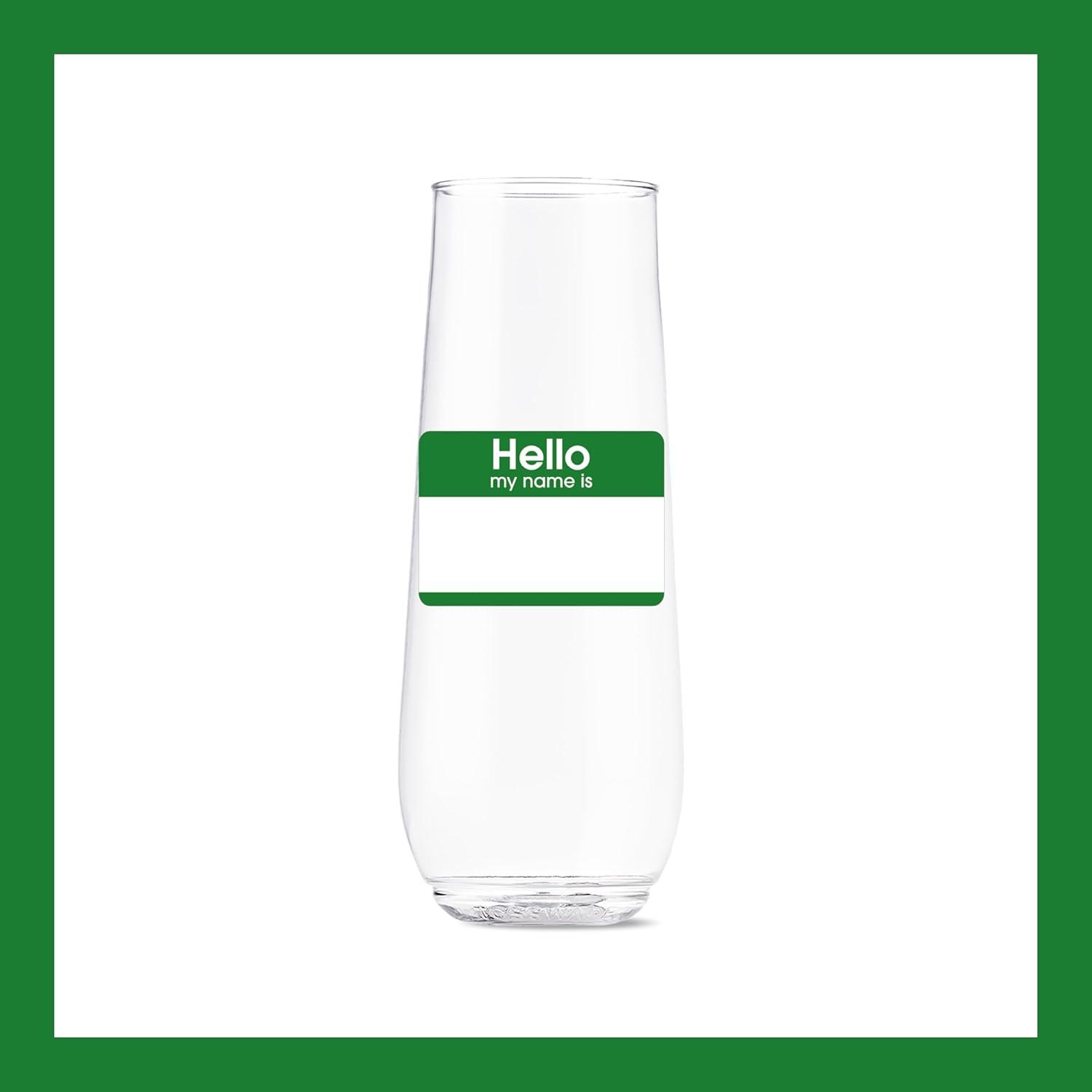 imageTOSSWARE POP 9oz Flute MidCentury Retro Series SET OF 6 Premium Quality Recyclable Unbreakable ampamp Crystal Clear Plastic Printed GlassesHello  My Name Is