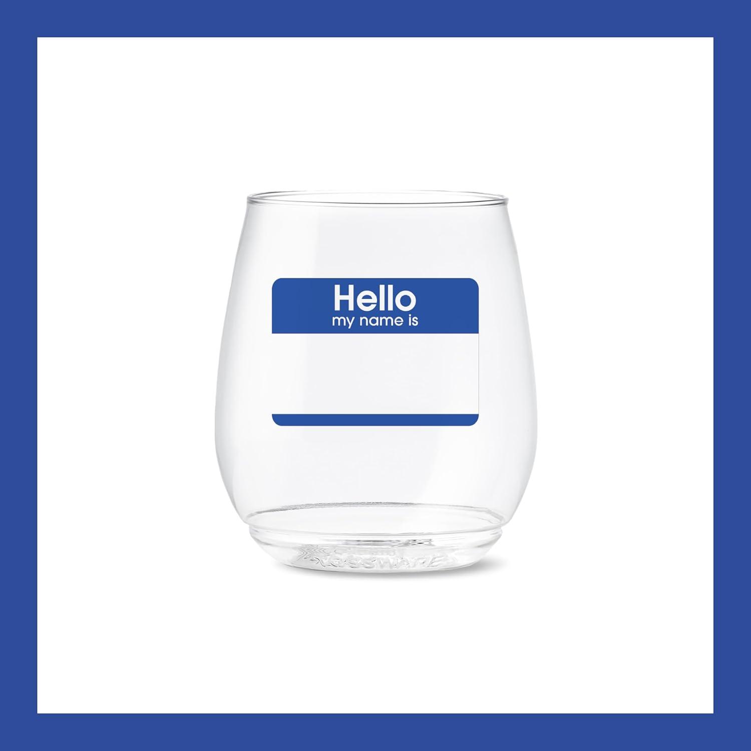 imageTOSSWARE POP 9oz Flute MidCentury Retro Series SET OF 6 Premium Quality Recyclable Unbreakable ampamp Crystal Clear Plastic Printed GlassesHello  My Name Is