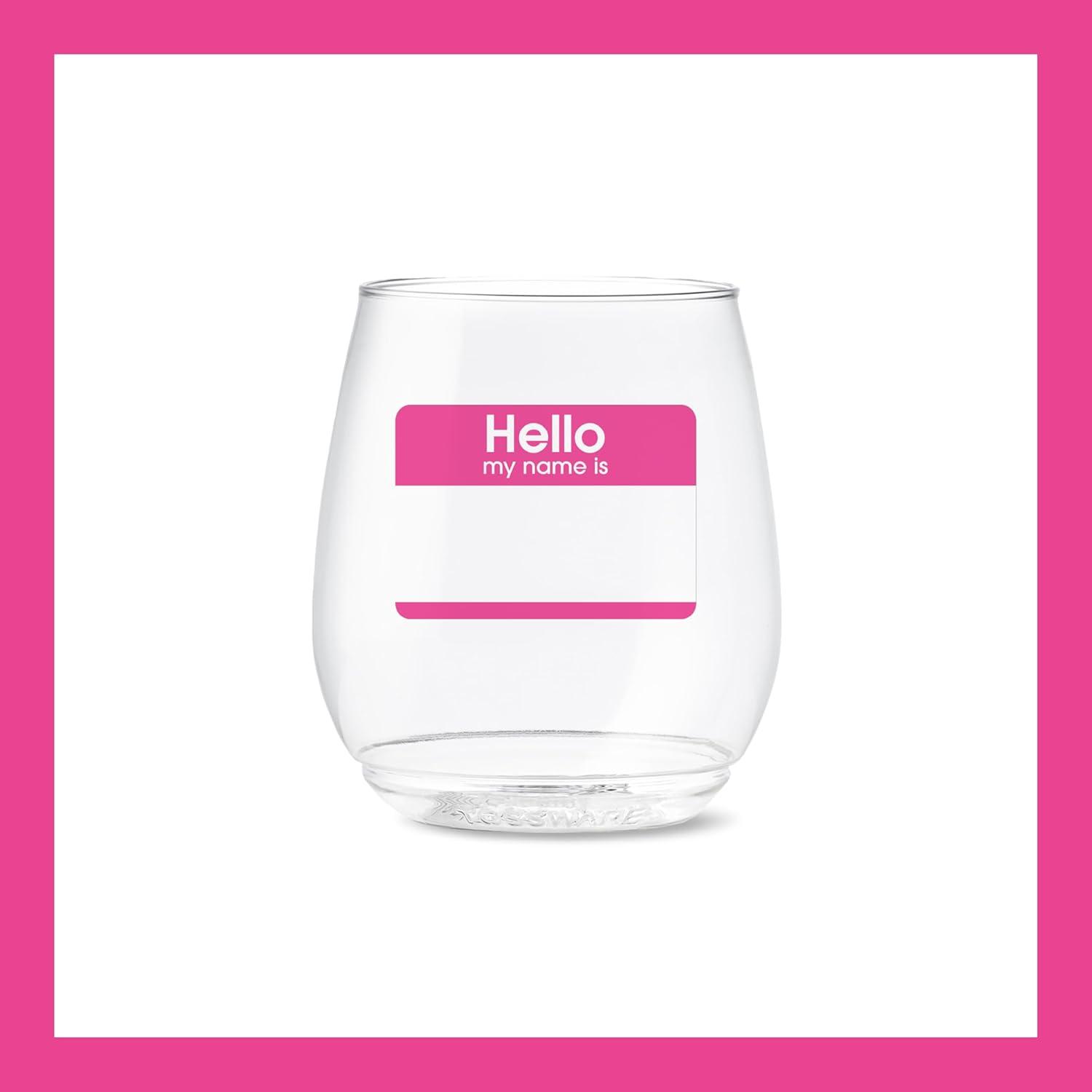 imageTOSSWARE POP 9oz Flute MidCentury Retro Series SET OF 6 Premium Quality Recyclable Unbreakable ampamp Crystal Clear Plastic Printed GlassesHello  My Name Is