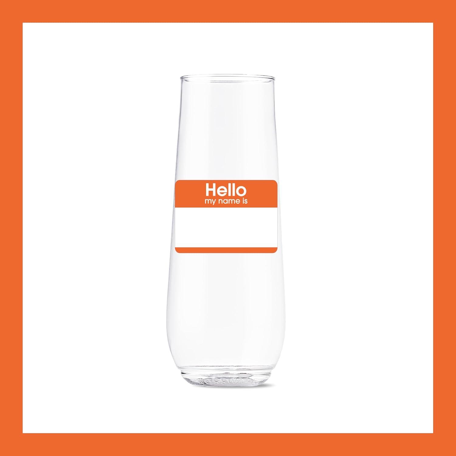 imageTOSSWARE POP 9oz Flute MidCentury Retro Series SET OF 6 Premium Quality Recyclable Unbreakable ampamp Crystal Clear Plastic Printed GlassesHello  My Name Is