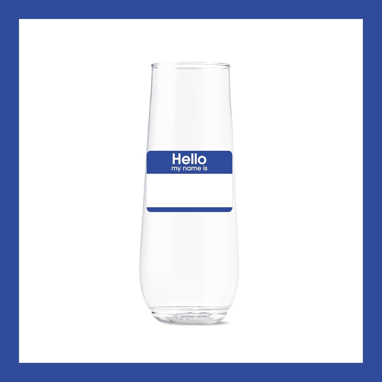 imageTOSSWARE POP 9oz Flute MidCentury Retro Series SET OF 6 Premium Quality Recyclable Unbreakable ampamp Crystal Clear Plastic Printed GlassesHello  My Name Is