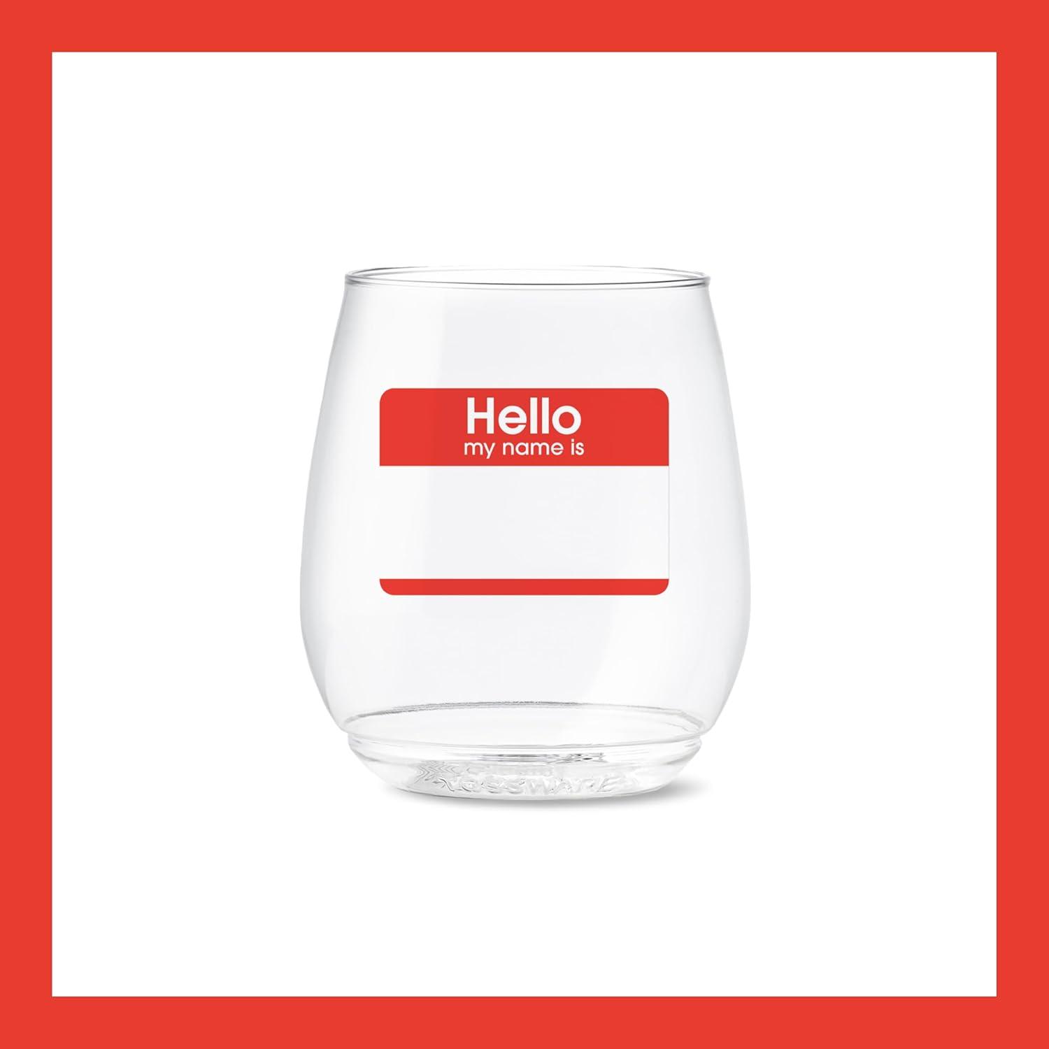imageTOSSWARE POP 9oz Flute MidCentury Retro Series SET OF 6 Premium Quality Recyclable Unbreakable ampamp Crystal Clear Plastic Printed GlassesHello  My Name Is