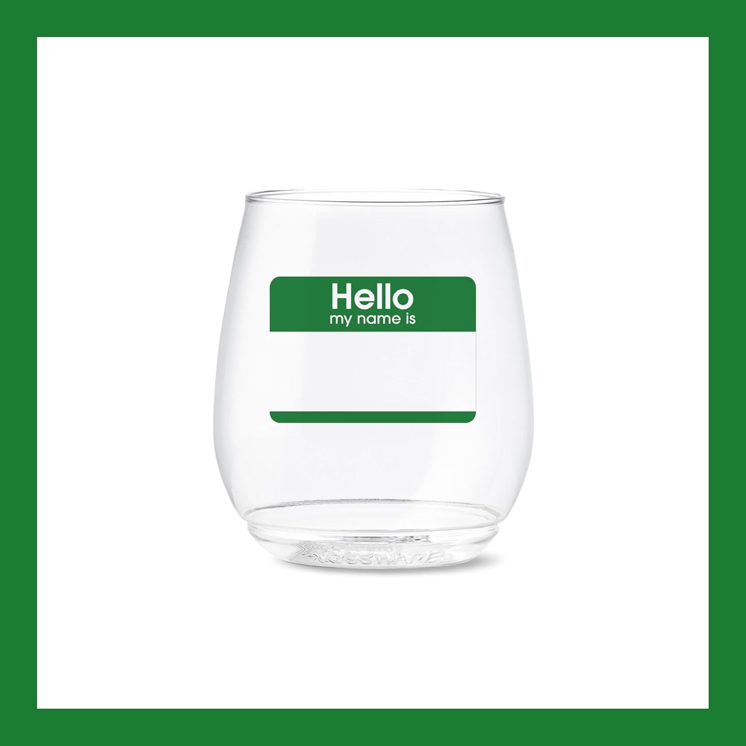 imageTOSSWARE POP 9oz Flute MidCentury Retro Series SET OF 6 Premium Quality Recyclable Unbreakable ampamp Crystal Clear Plastic Printed GlassesHello  My Name Is