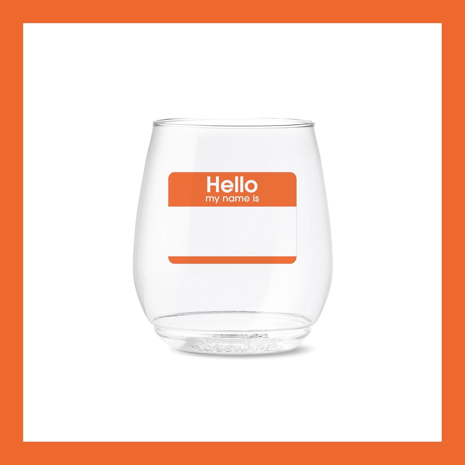 imageTOSSWARE POP 9oz Flute MidCentury Retro Series SET OF 6 Premium Quality Recyclable Unbreakable ampamp Crystal Clear Plastic Printed GlassesHello  My Name Is