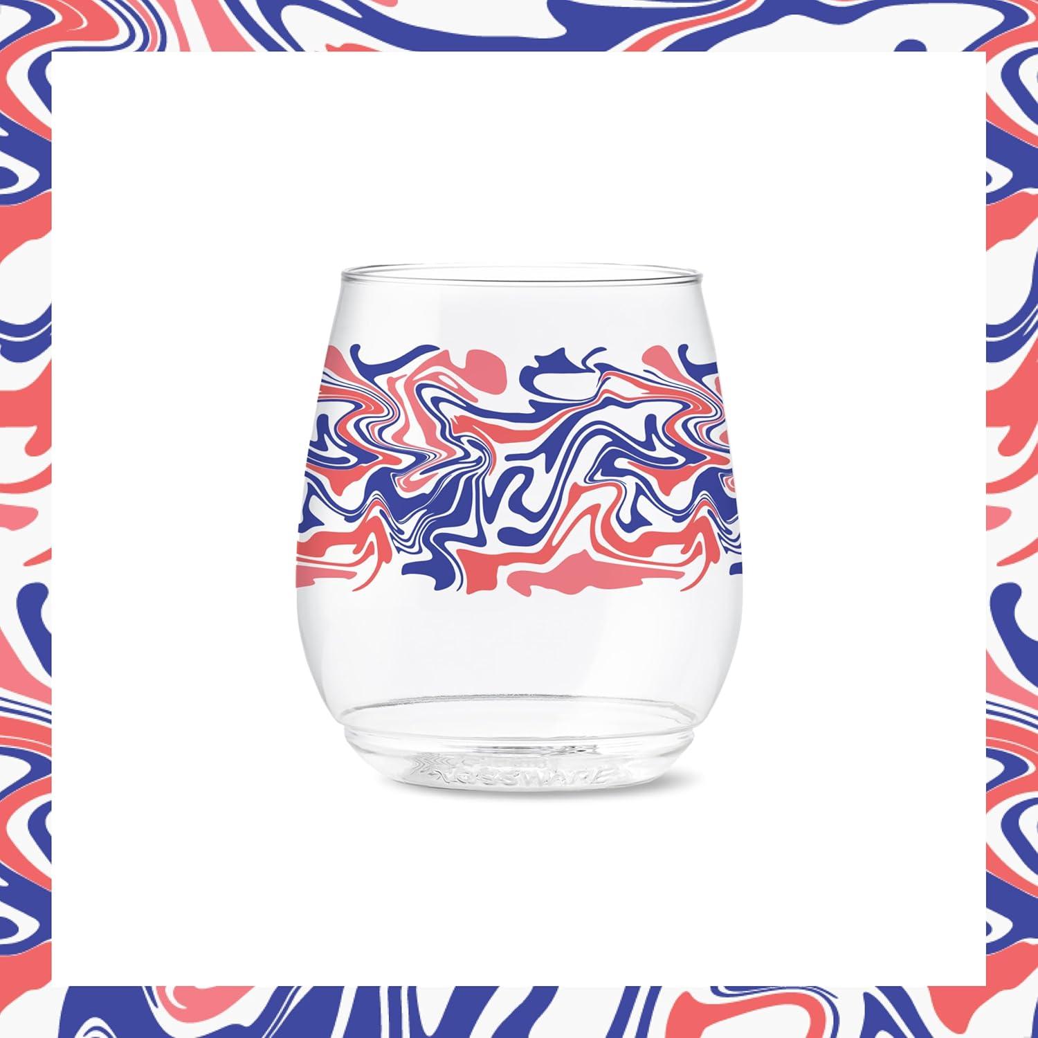 imageTOSSWARE POP 9oz Flute MidCentury Retro Series SET OF 6 Premium Quality Recyclable Unbreakable ampamp Crystal Clear Plastic Printed GlassesLiquid Marble