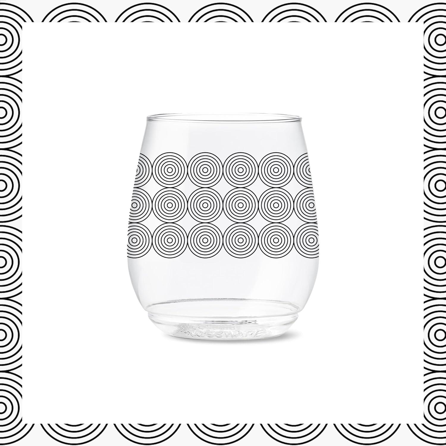 imageTOSSWARE POP 9oz Flute MidCentury Retro Series SET OF 6 Premium Quality Recyclable Unbreakable ampamp Crystal Clear Plastic Printed GlassesModern Geometric