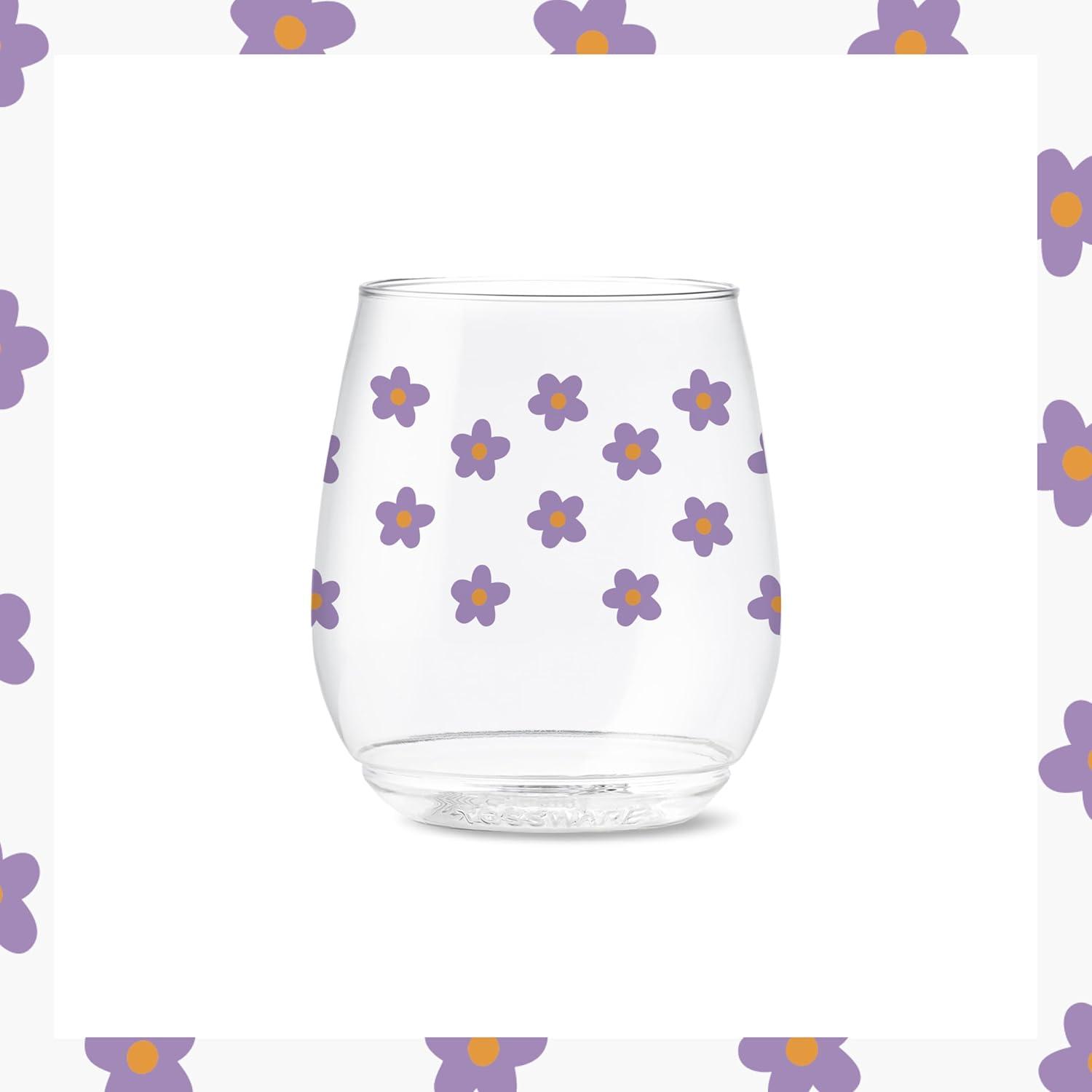 imageTOSSWARE POP 9oz Flute MidCentury Retro Series SET OF 6 Premium Quality Recyclable Unbreakable ampamp Crystal Clear Plastic Printed GlassesRetro Art