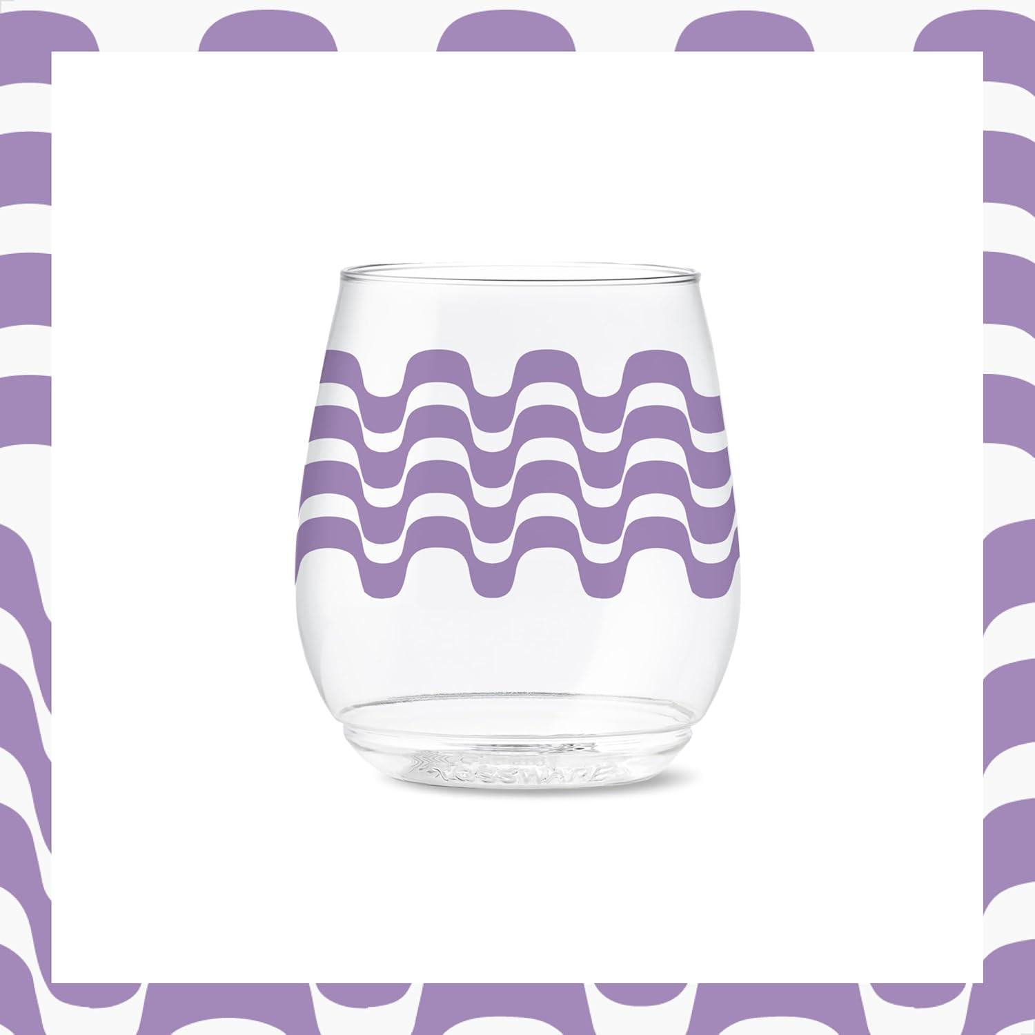 imageTOSSWARE POP 9oz Flute MidCentury Retro Series SET OF 6 Premium Quality Recyclable Unbreakable ampamp Crystal Clear Plastic Printed GlassesRetro Art