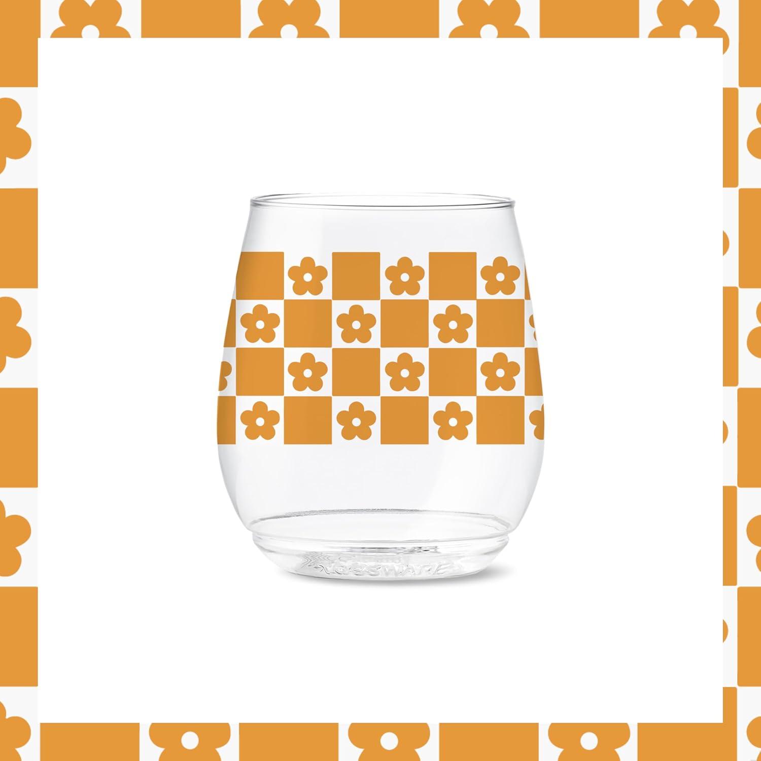 imageTOSSWARE POP 9oz Flute MidCentury Retro Series SET OF 6 Premium Quality Recyclable Unbreakable ampamp Crystal Clear Plastic Printed GlassesRetro Art