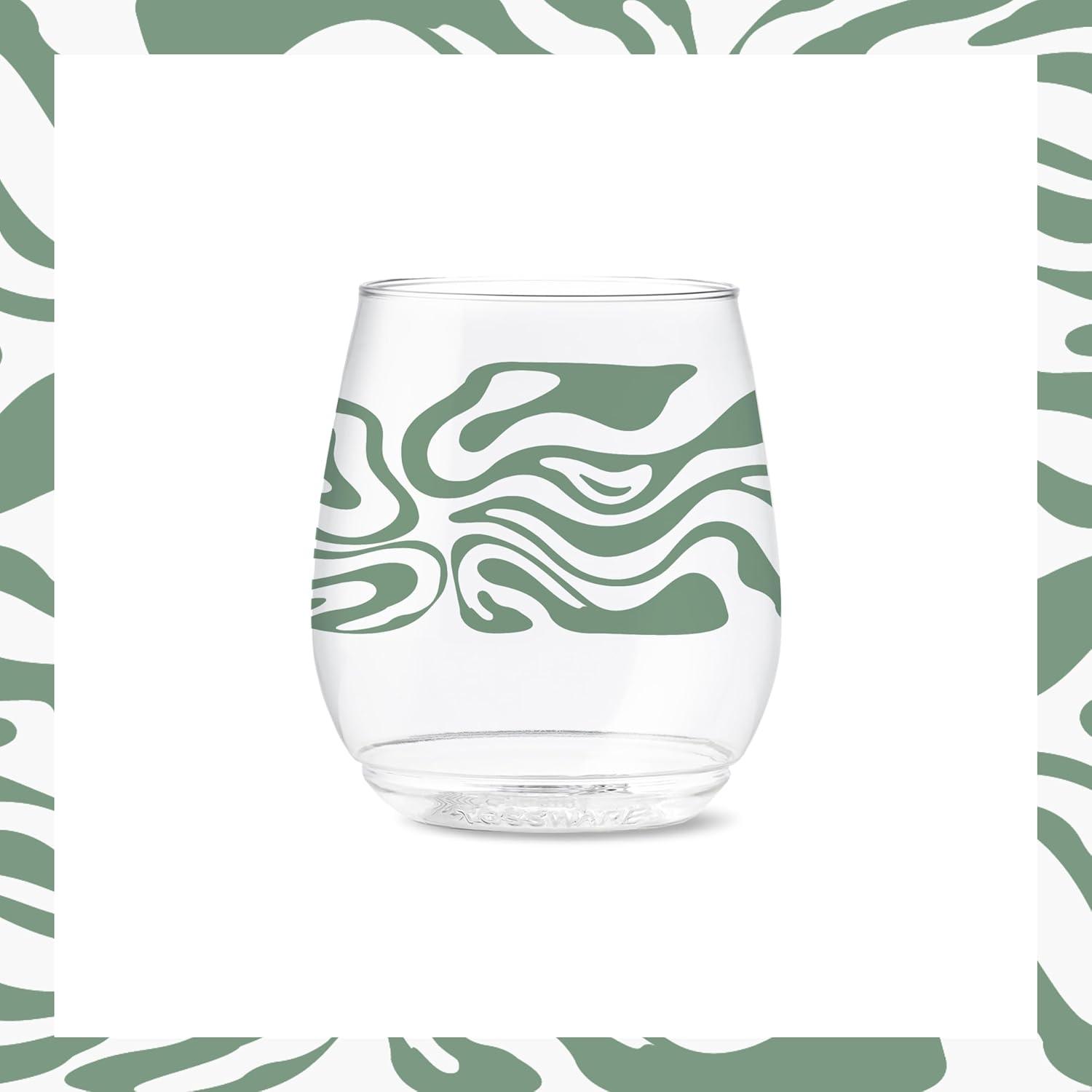 imageTOSSWARE POP 9oz Flute MidCentury Retro Series SET OF 6 Premium Quality Recyclable Unbreakable ampamp Crystal Clear Plastic Printed GlassesRetro Art