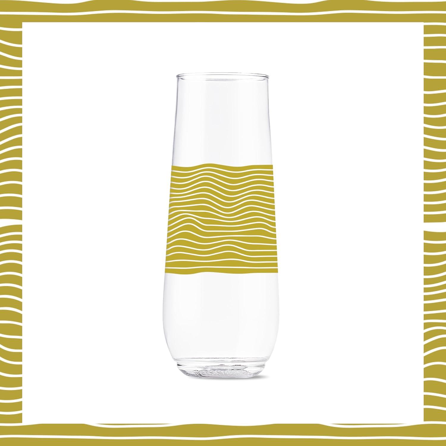 imageTOSSWARE POP 9oz Flute MidCentury Retro Series SET OF 6 Premium Quality Recyclable Unbreakable ampamp Crystal Clear Plastic Printed GlassesRetro Art