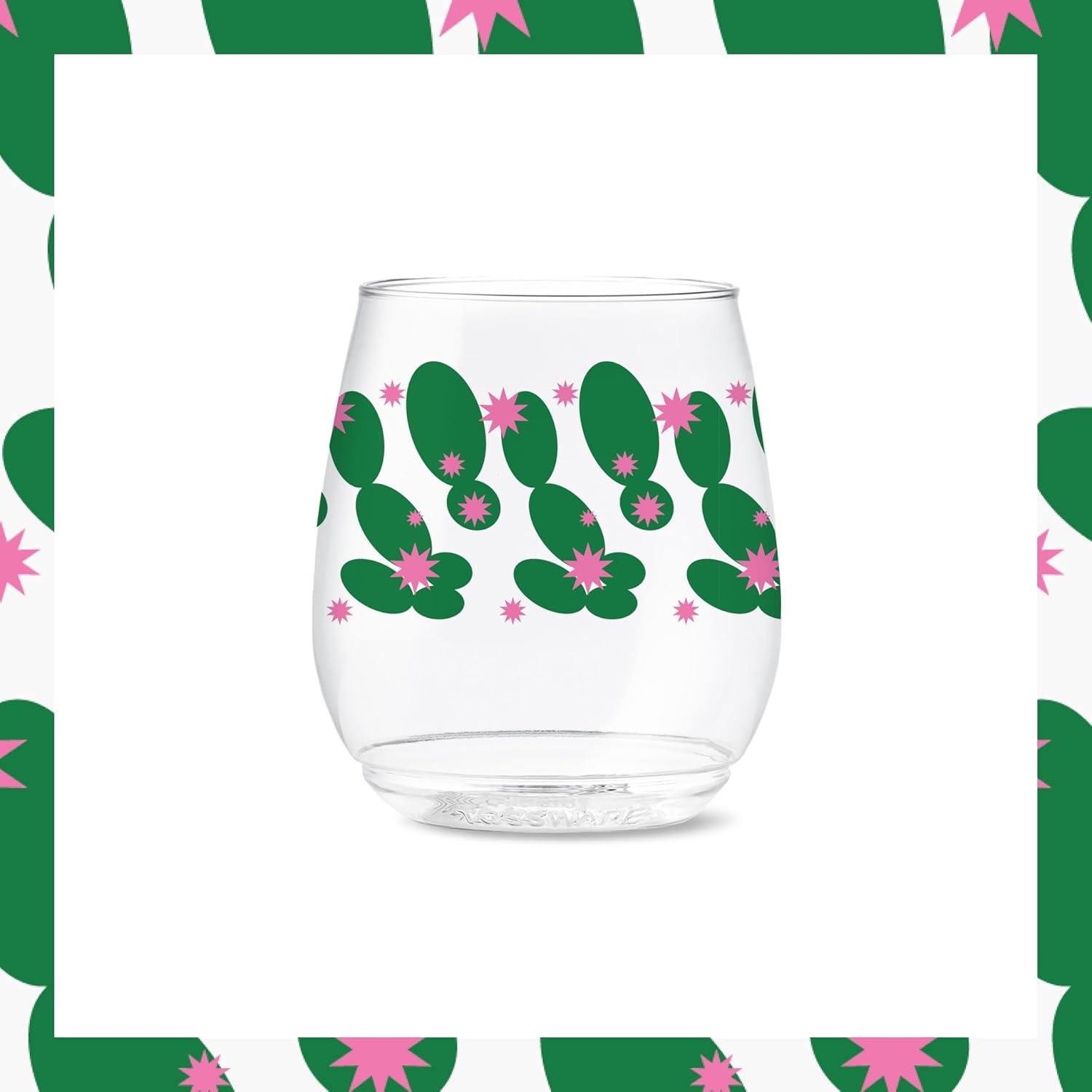 imageTOSSWARE POP 9oz Flute MidCentury Retro Series SET OF 6 Premium Quality Recyclable Unbreakable ampamp Crystal Clear Plastic Printed GlassesRetro Cartoon Pattern