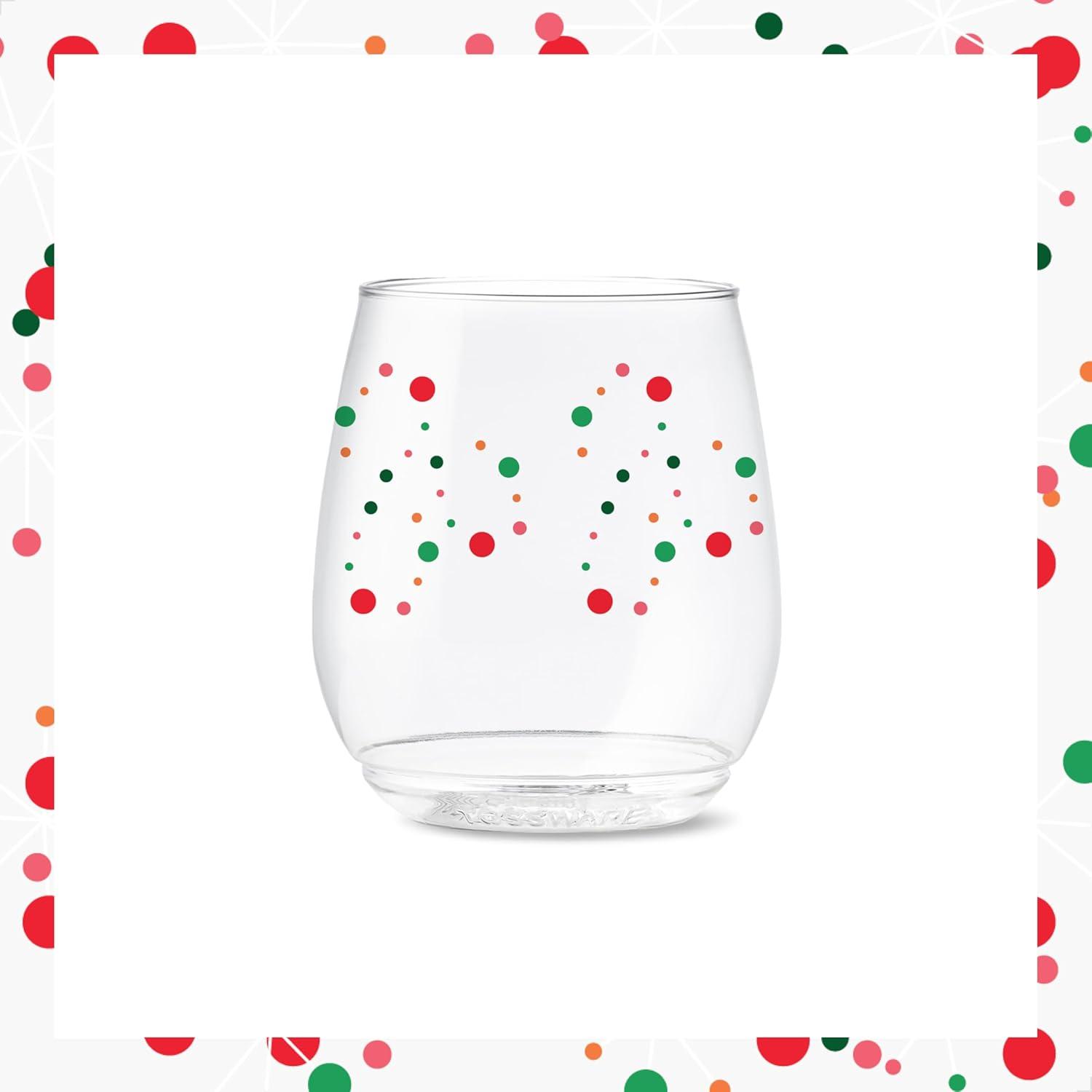 imageTOSSWARE POP 9oz Flute MidCentury Retro Series SET OF 6 Premium Quality Recyclable Unbreakable ampamp Crystal Clear Plastic Printed GlassesRetro Festive Pattern