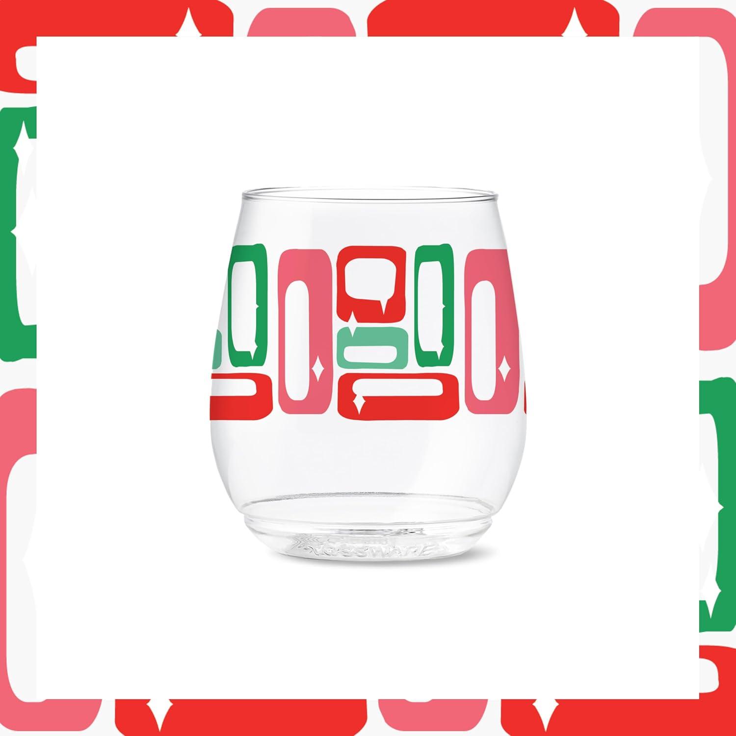 imageTOSSWARE POP 9oz Flute MidCentury Retro Series SET OF 6 Premium Quality Recyclable Unbreakable ampamp Crystal Clear Plastic Printed GlassesRetro Festive Pattern