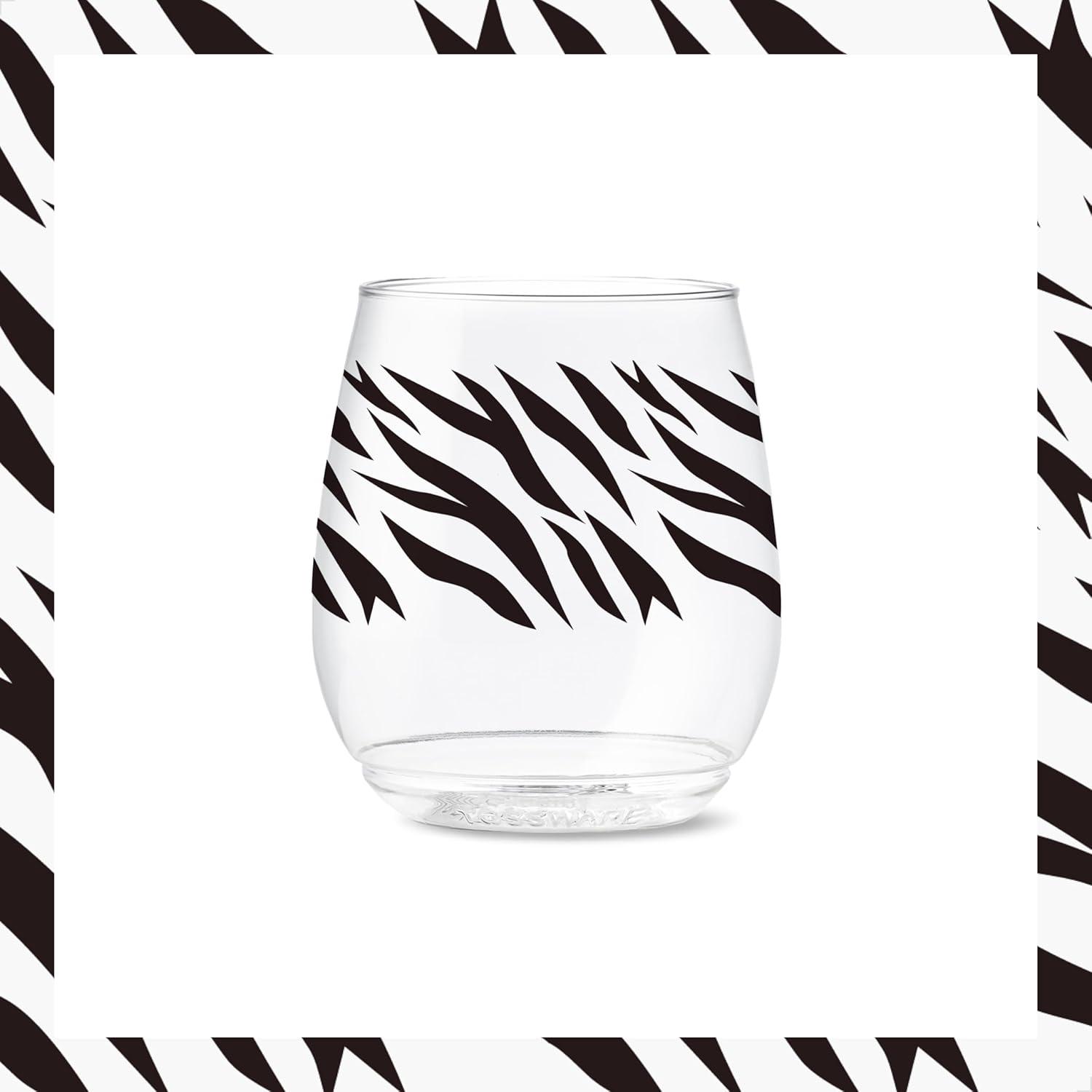 imageTOSSWARE POP 9oz Flute MidCentury Retro Series SET OF 6 Premium Quality Recyclable Unbreakable ampamp Crystal Clear Plastic Printed GlassesSafari
