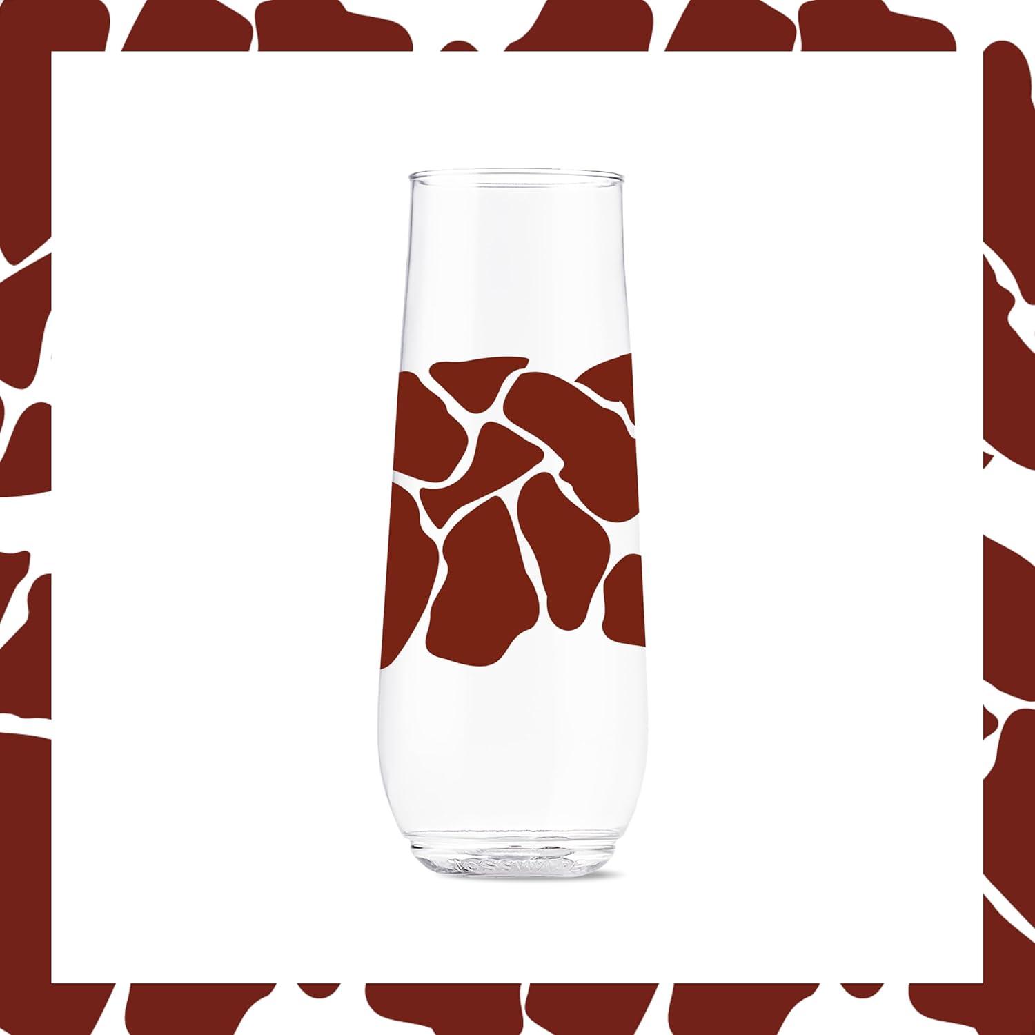 imageTOSSWARE POP 9oz Flute MidCentury Retro Series SET OF 6 Premium Quality Recyclable Unbreakable ampamp Crystal Clear Plastic Printed GlassesSafari