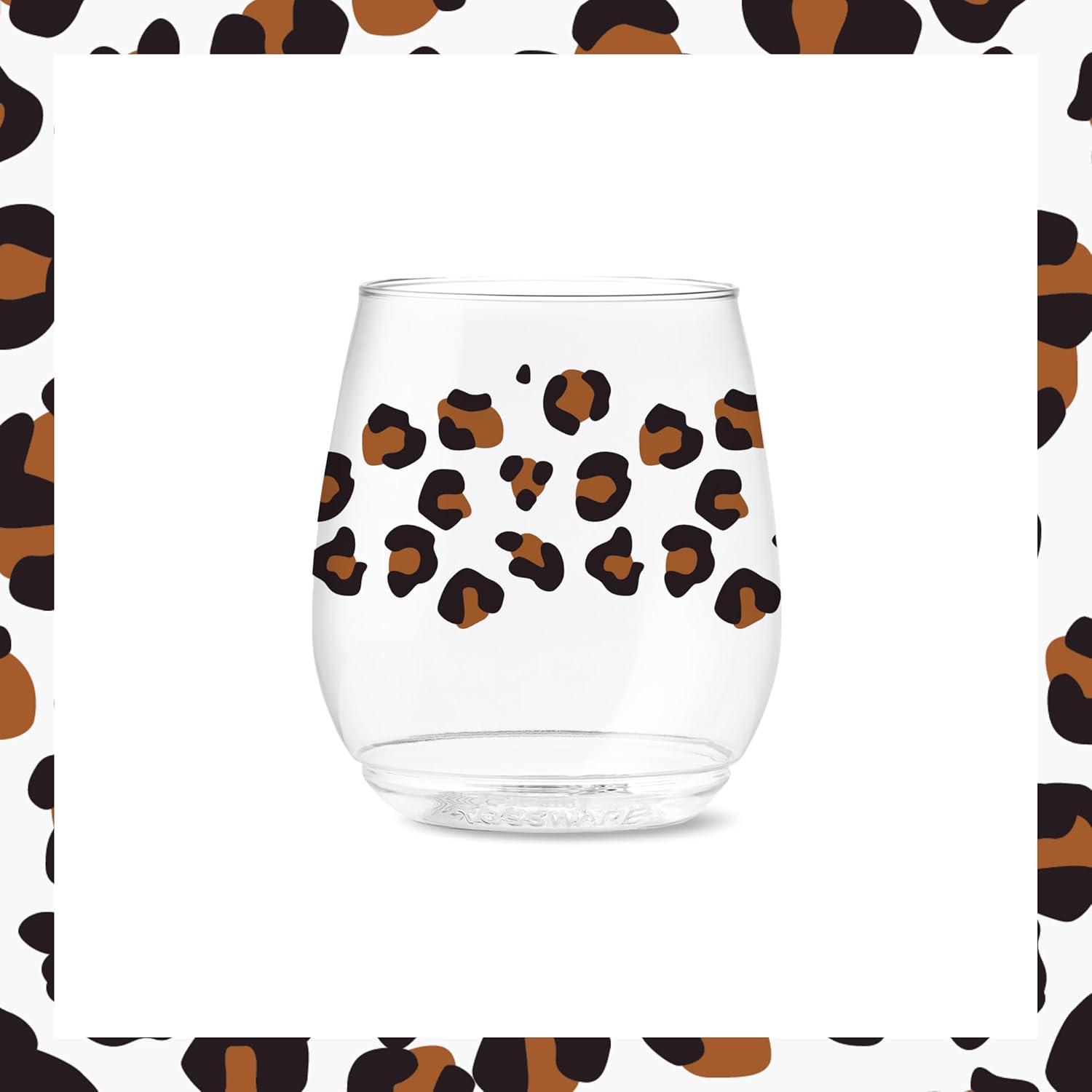 imageTOSSWARE POP 9oz Flute MidCentury Retro Series SET OF 6 Premium Quality Recyclable Unbreakable ampamp Crystal Clear Plastic Printed GlassesSafari